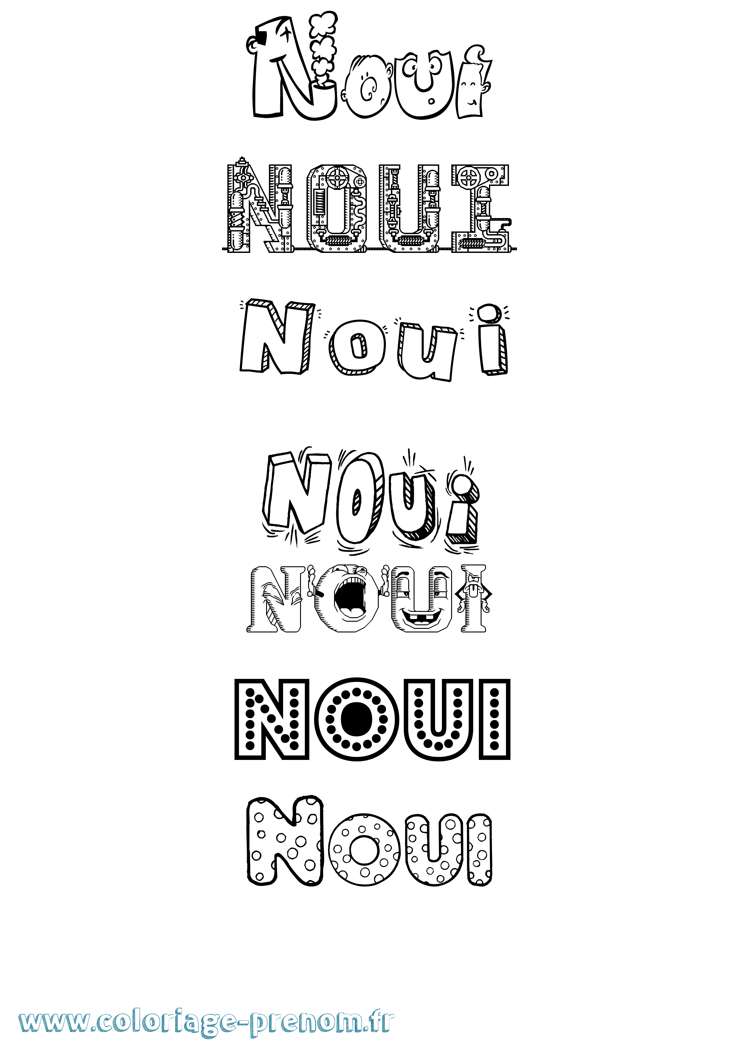 Coloriage Noui Fun Coloriage prénom Noui Fun