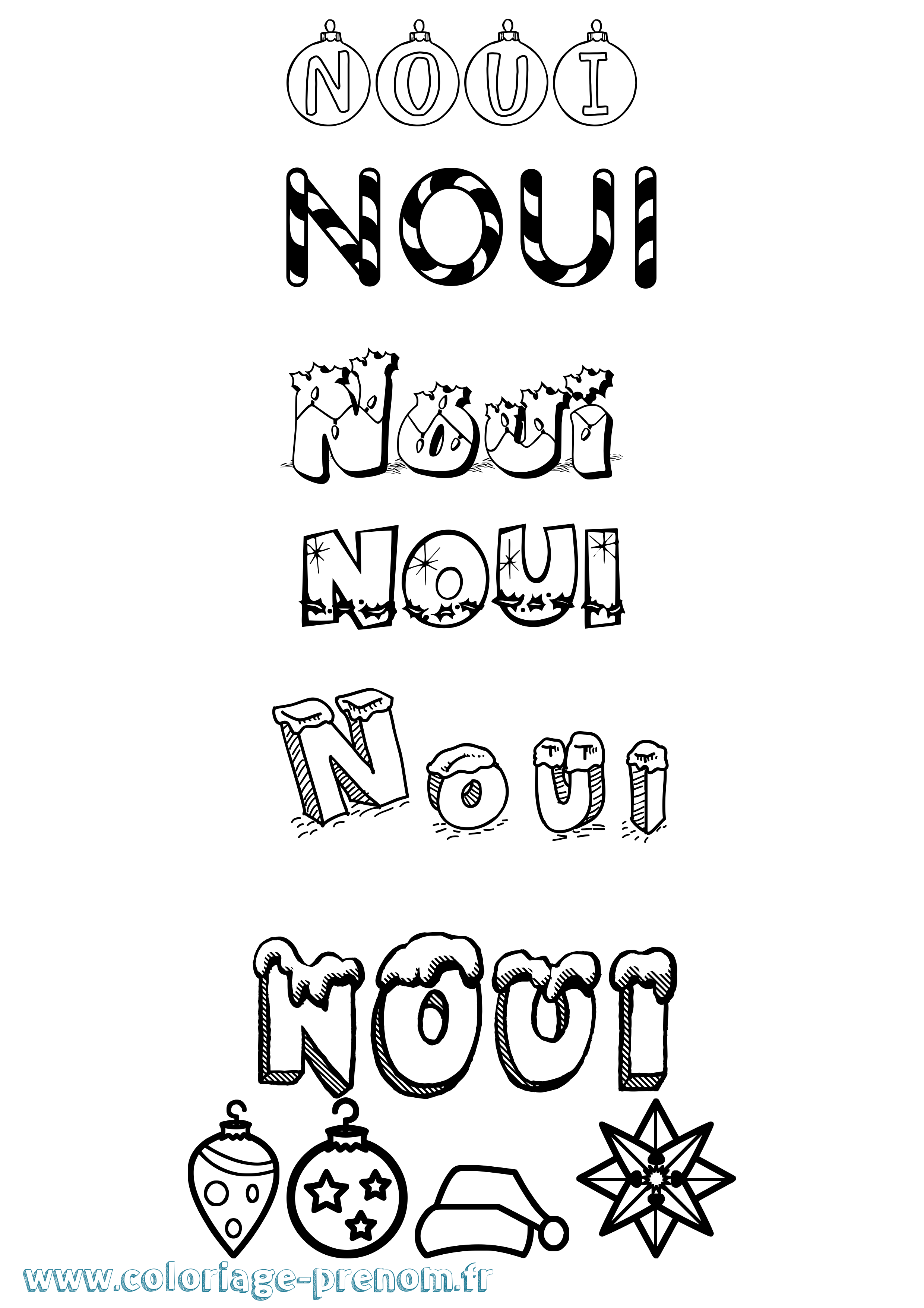 Coloriage Noui Noël Coloriage prénom Noui Noël