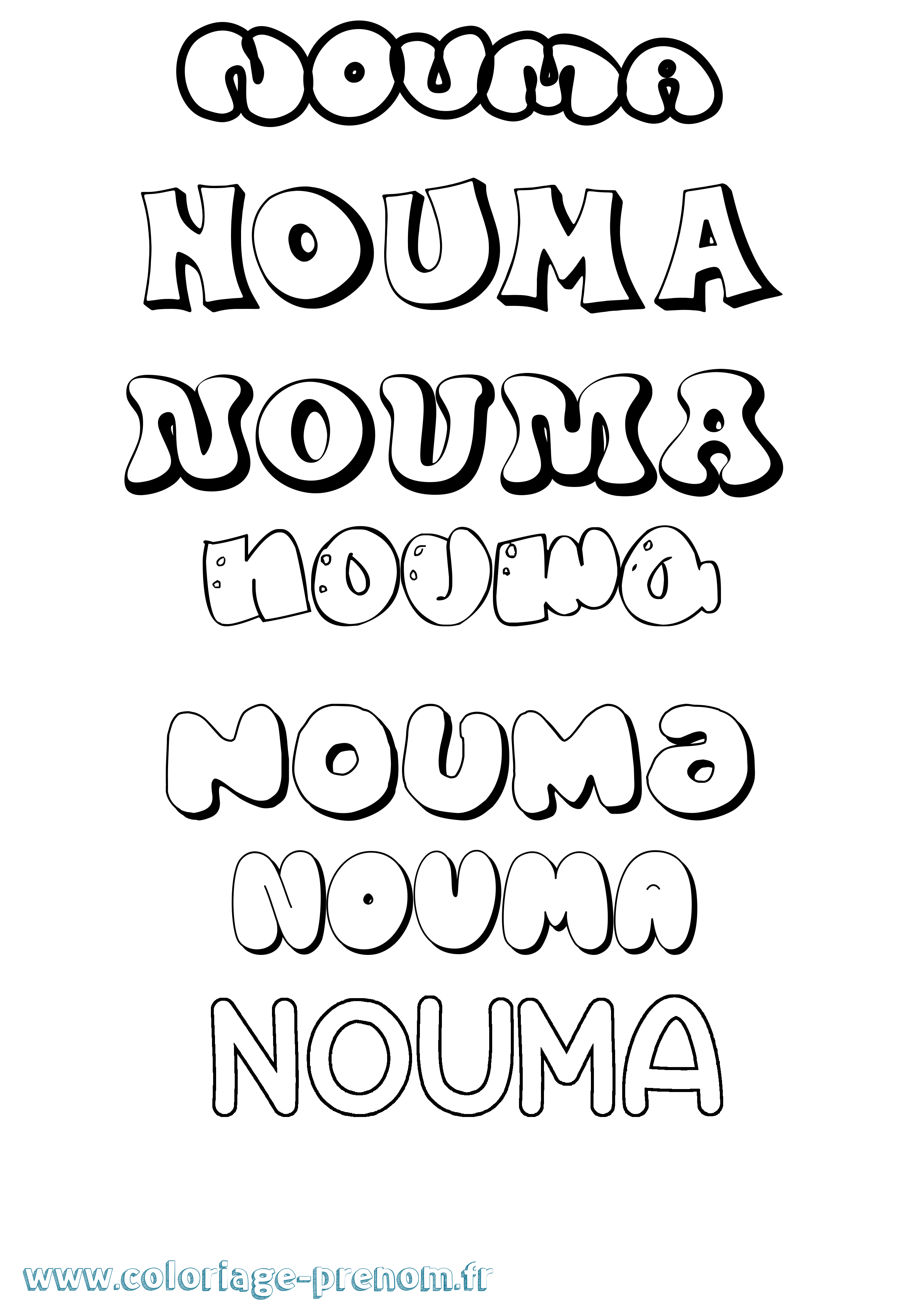 Coloriage Nouma Bubble Coloriage prénom Nouma Bubble