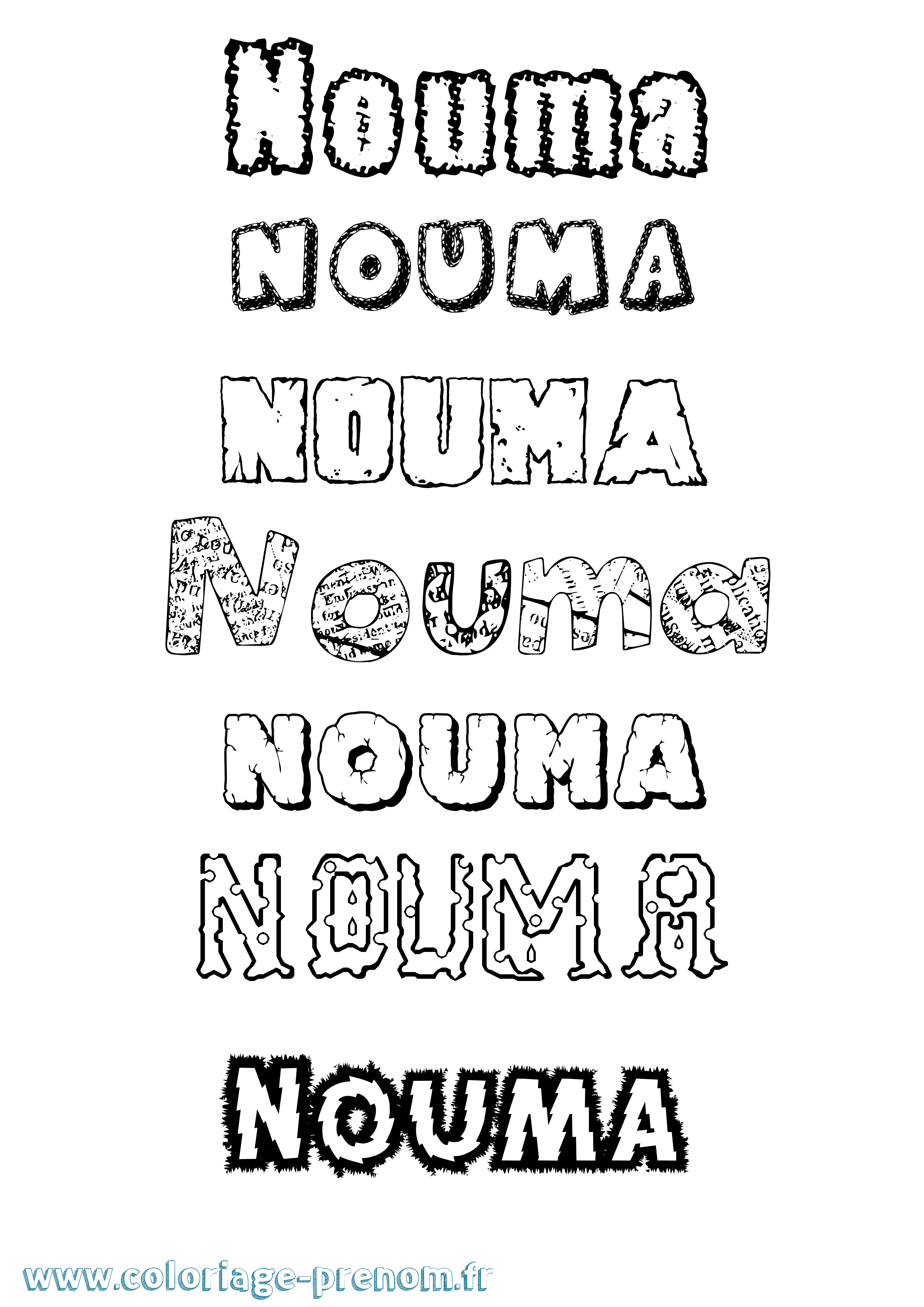 Coloriage Nouma Destructuré Coloriage prénom Nouma Destructuré