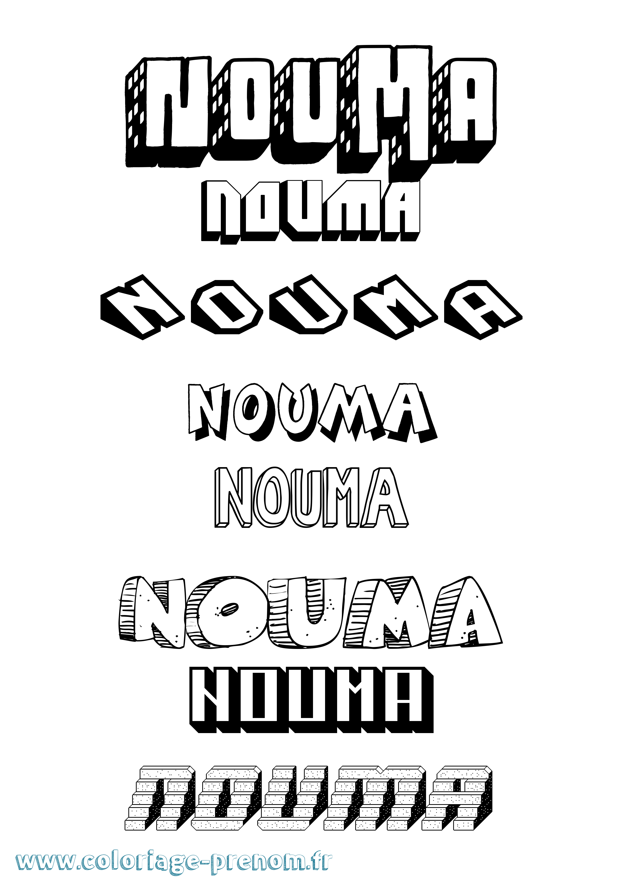 Coloriage Nouma Effet 3D Coloriage prénom Nouma Effet 3D