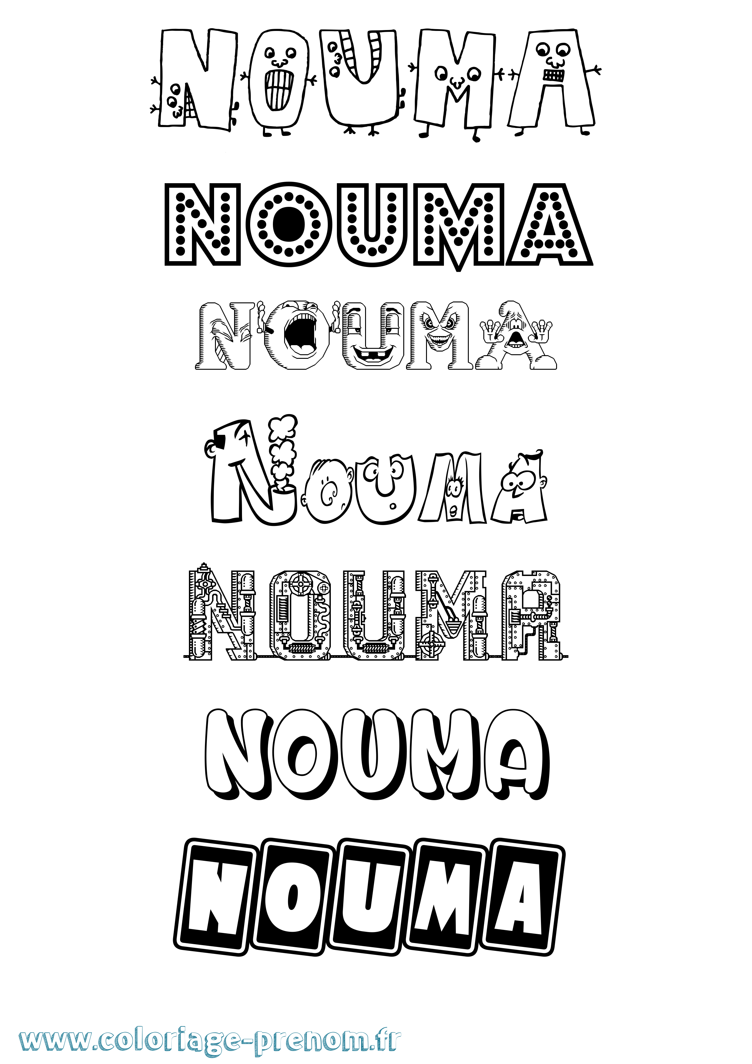 Coloriage Nouma Fun Coloriage prénom Nouma Fun