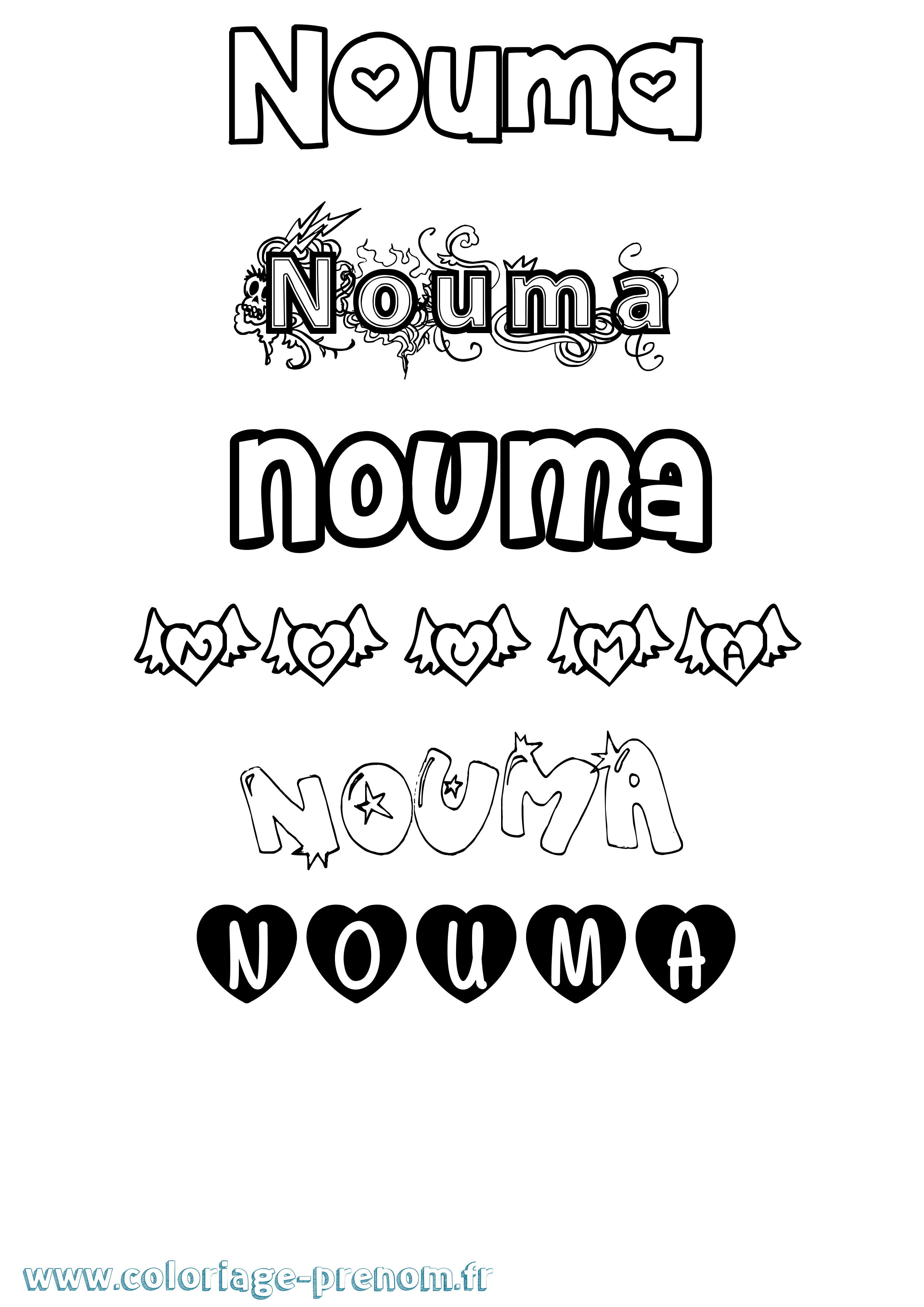 Coloriage Nouma Girly Coloriage prénom Nouma Girly