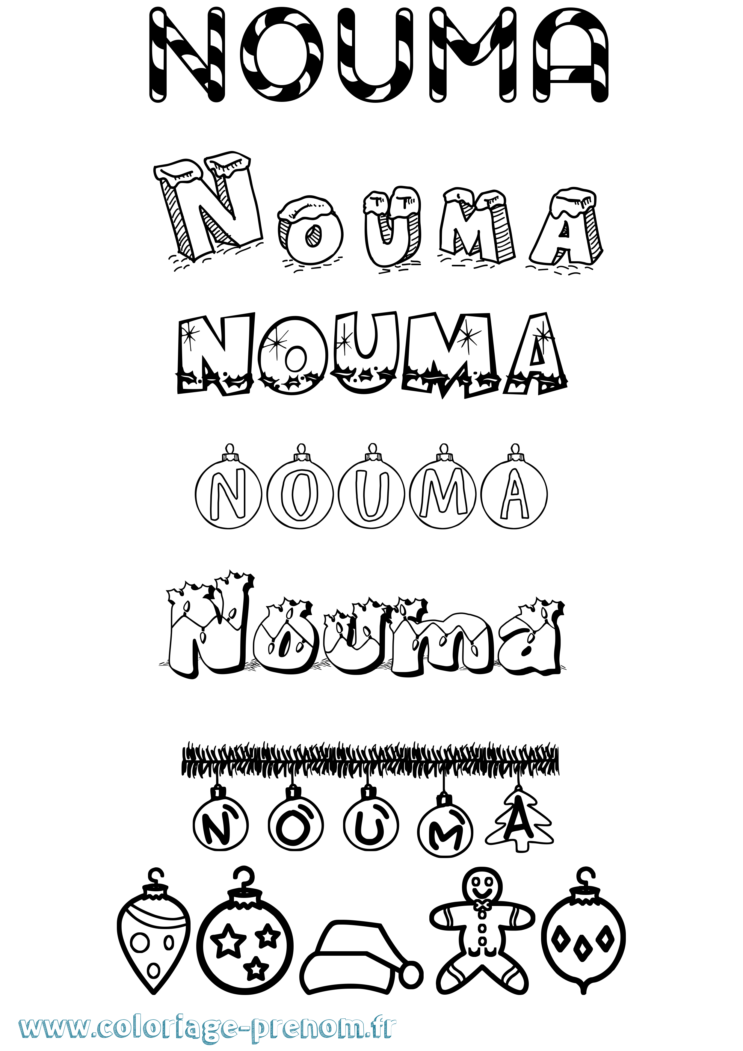 Coloriage Nouma Noël Coloriage prénom Nouma Noël