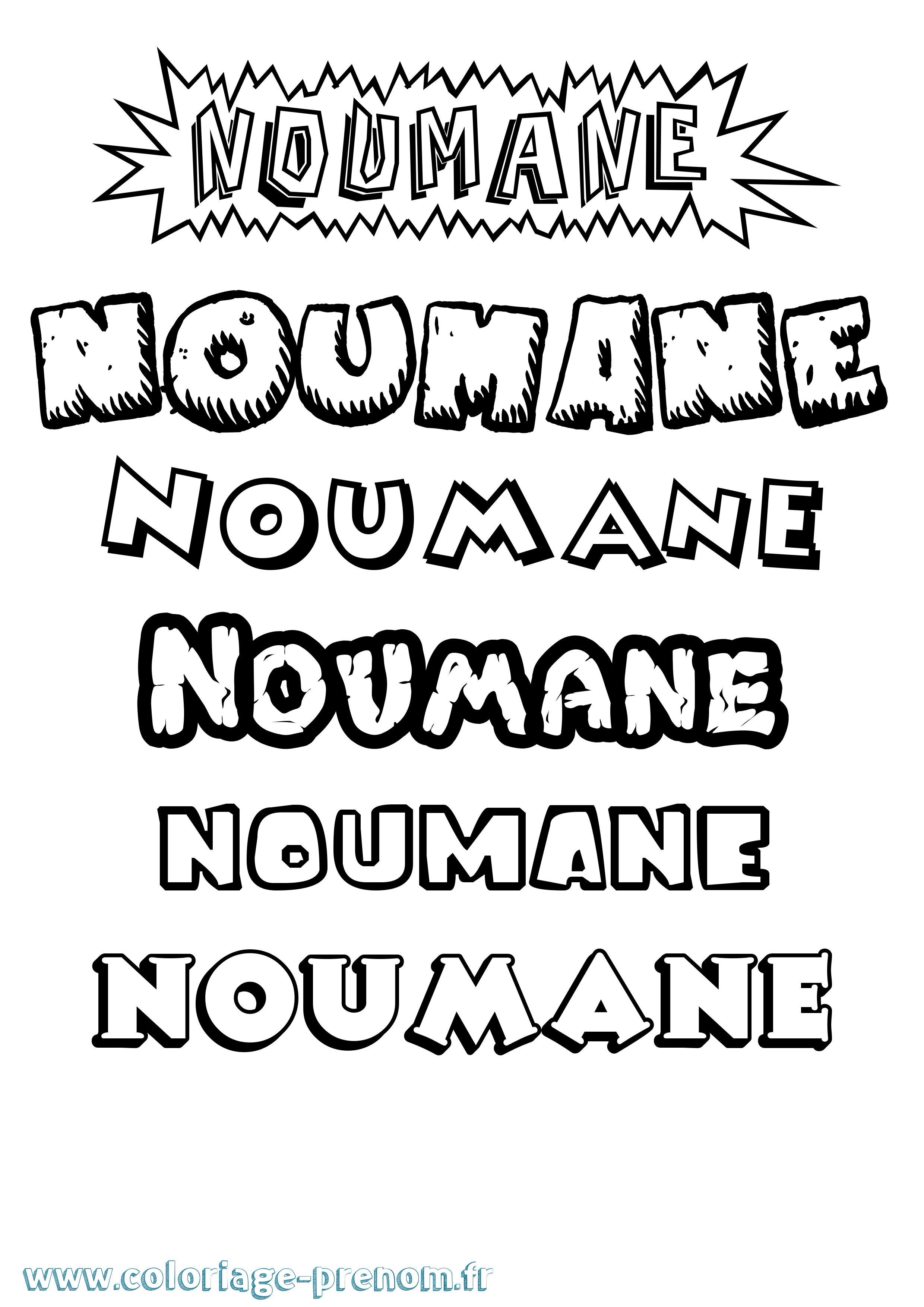 Coloriage Noumane Dessin Animé Coloriage prénom Noumane Dessin Animé