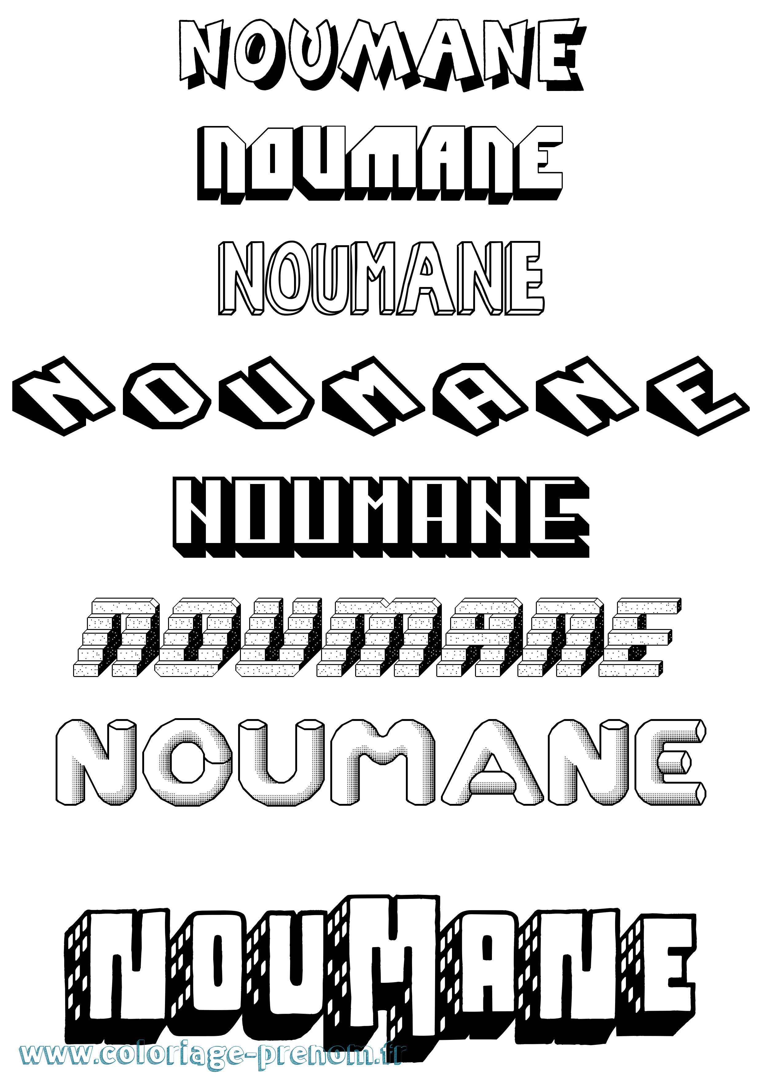 Coloriage Noumane Effet 3D Coloriage prénom Noumane Effet 3D