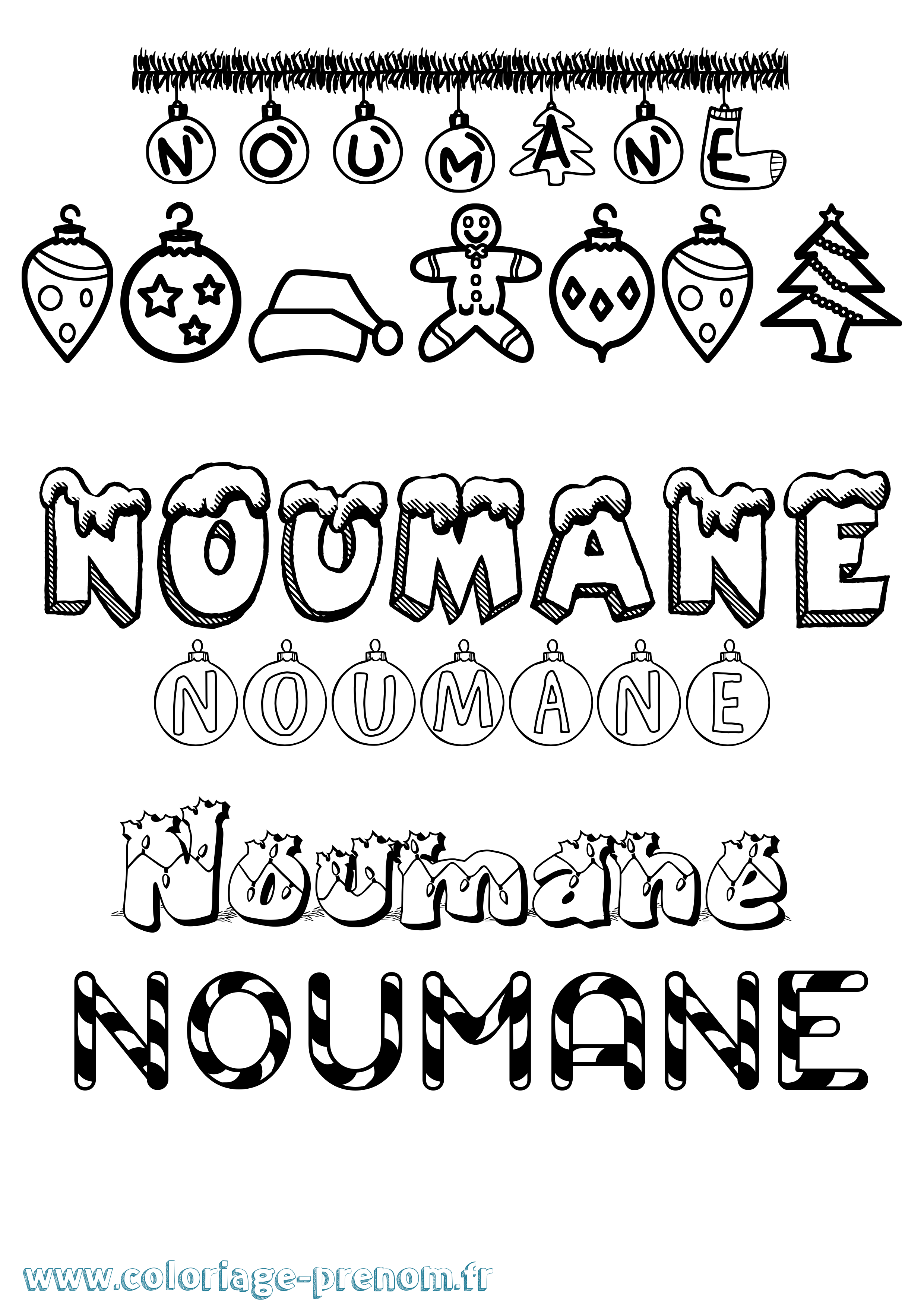 Coloriage Noumane Noël Coloriage prénom Noumane Noël