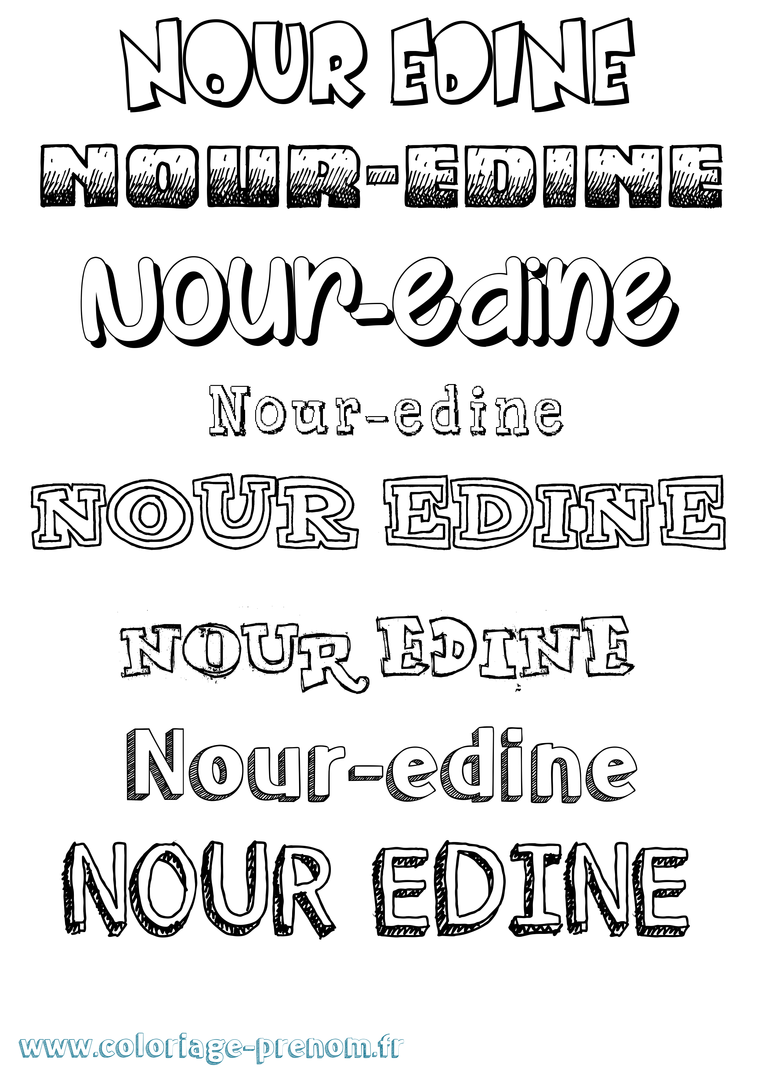 Coloriage Nour-Edine Dessiné Coloriage prénom Nour-Edine Dessiné