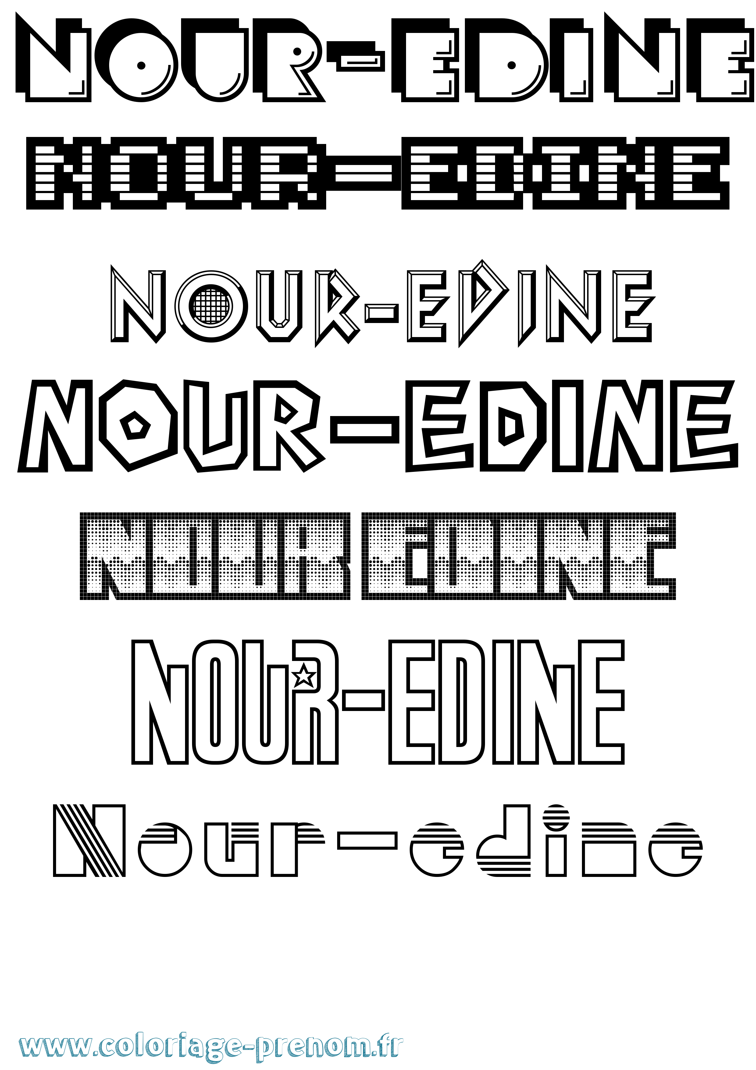 Coloriage Nour-Edine Jeux Vidéos Coloriage prénom Nour-Edine Jeux Vidéos