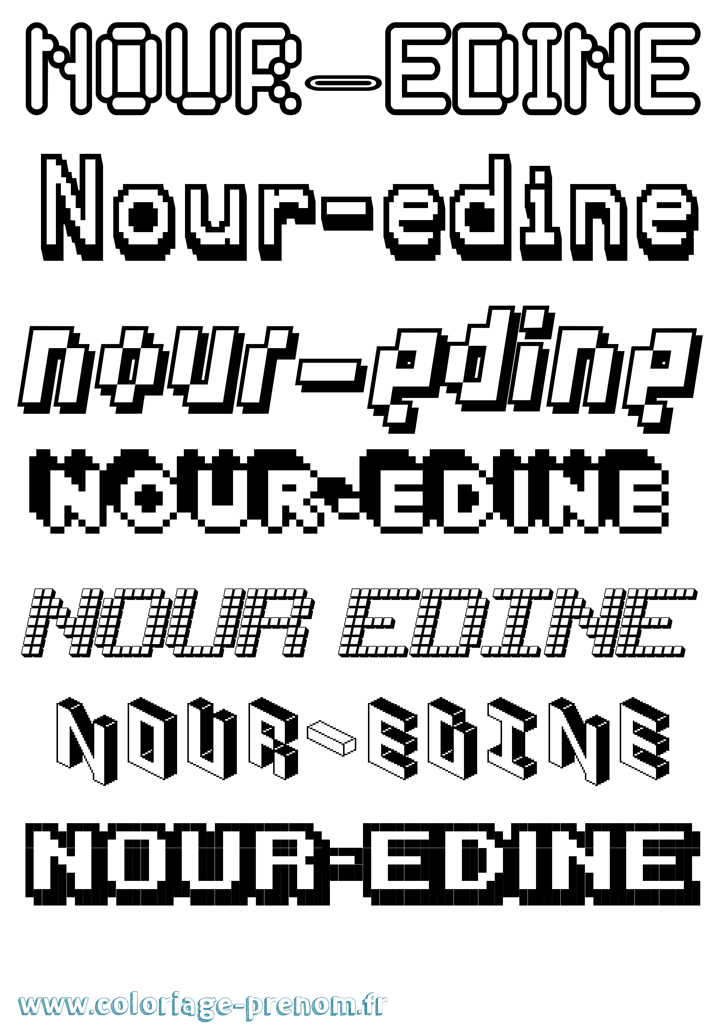 Coloriage Nour-Edine Pixel Coloriage prénom Nour-Edine Pixel