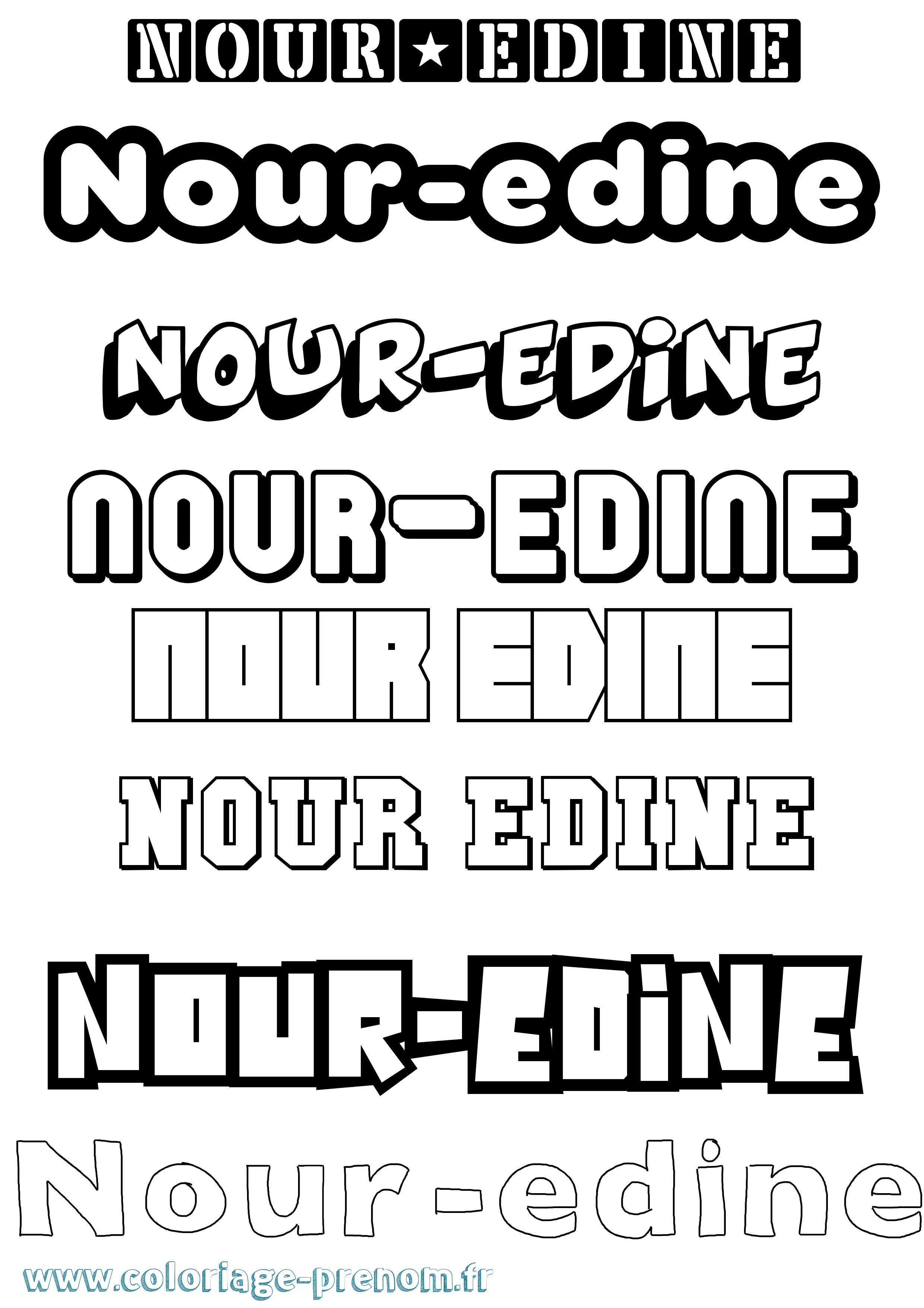 Coloriage Nour-Edine Simple Coloriage prénom Nour-Edine Simple