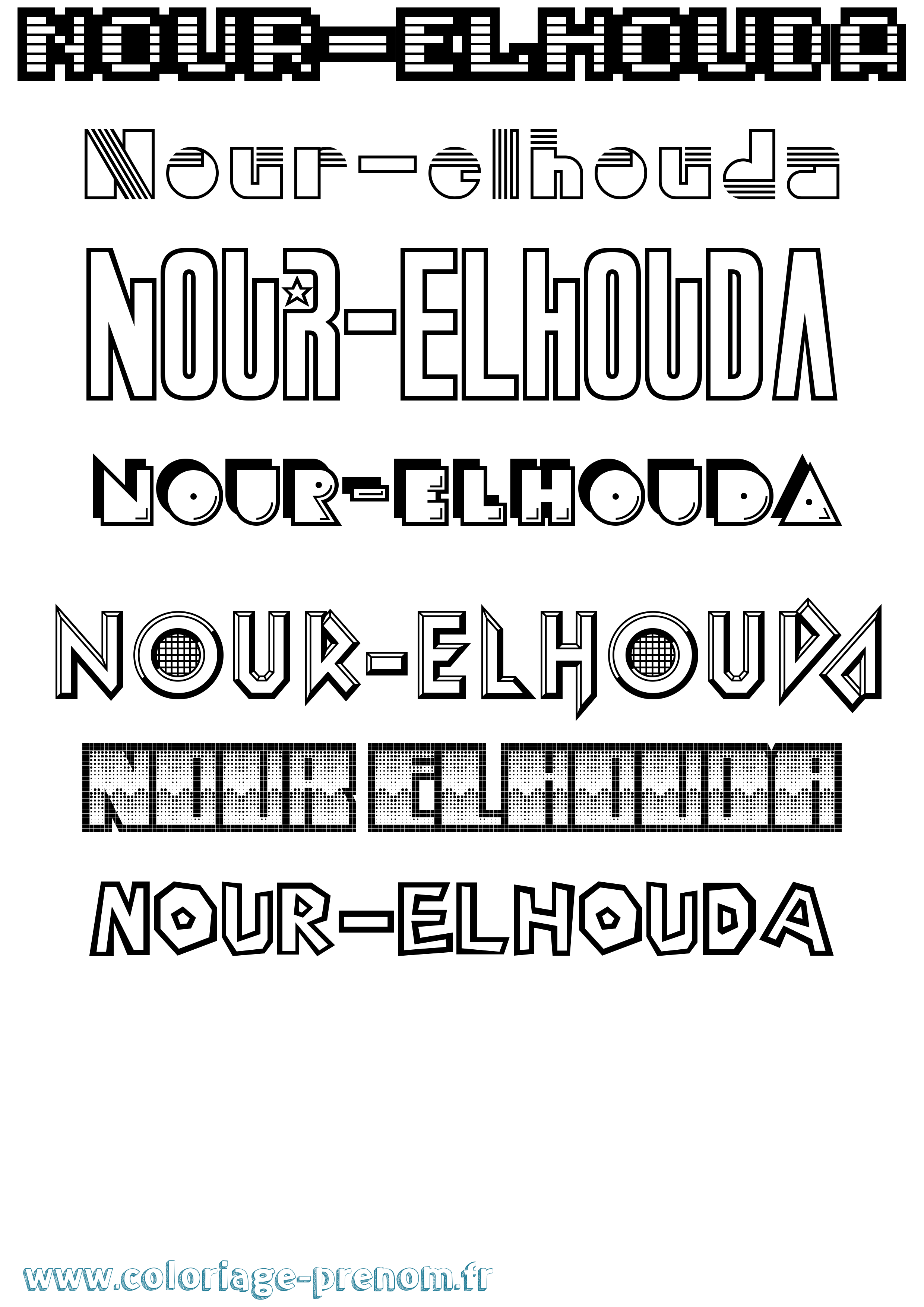 Coloriage Nour-Elhouda Jeux Vidéos Coloriage prénom Nour-Elhouda Jeux Vidéos