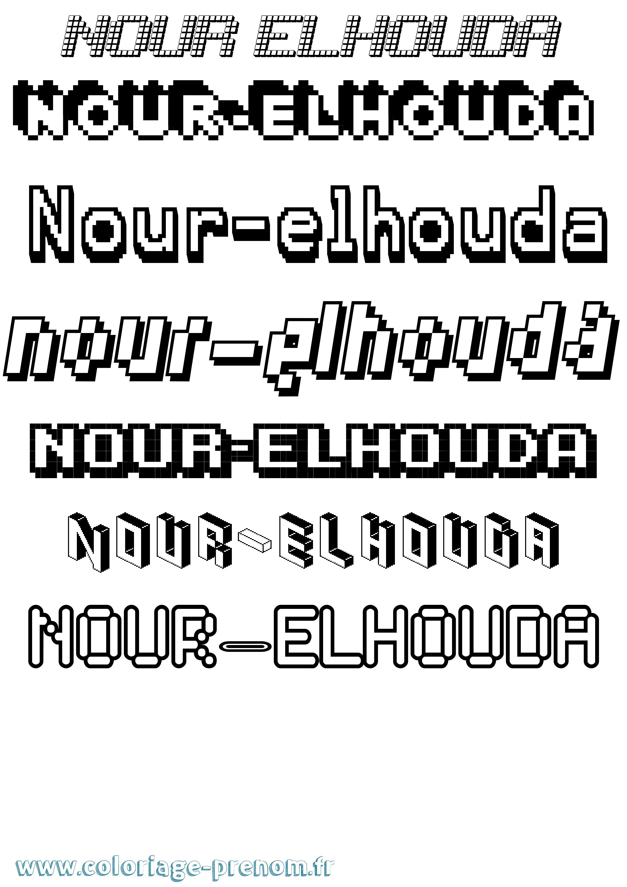 Coloriage Nour-Elhouda Pixel Coloriage prénom Nour-Elhouda Pixel