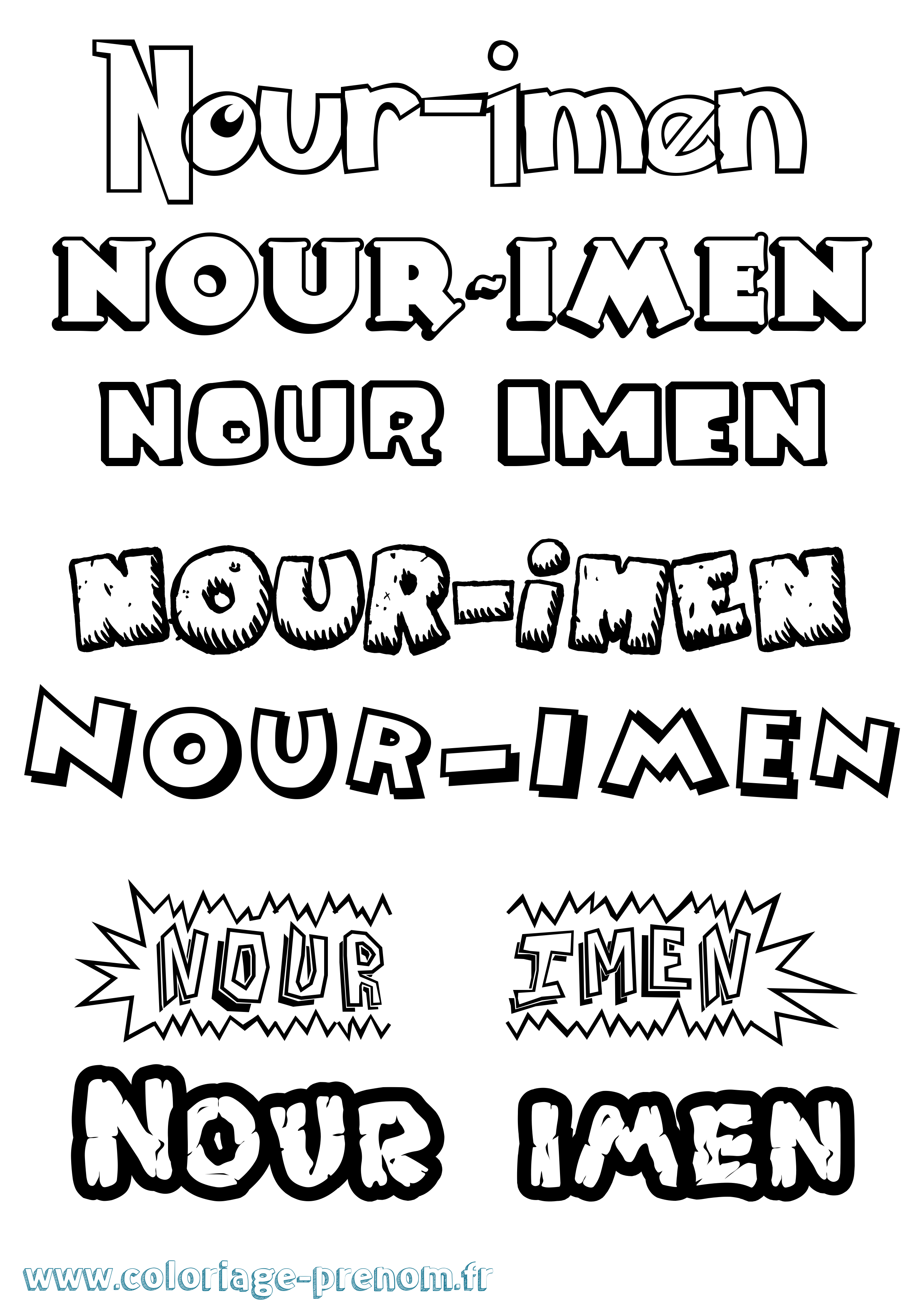Coloriage Nour-Imen Dessin Animé Coloriage prénom Nour-Imen Dessin Animé