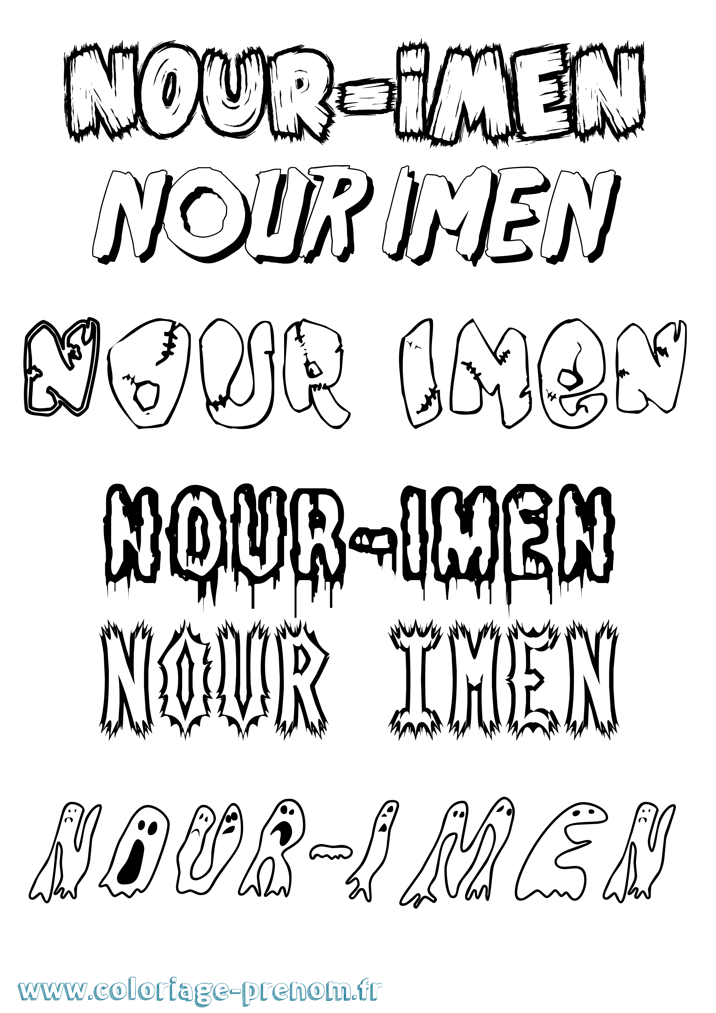 Coloriage Nour-Imen Frisson Coloriage prénom Nour-Imen Frisson