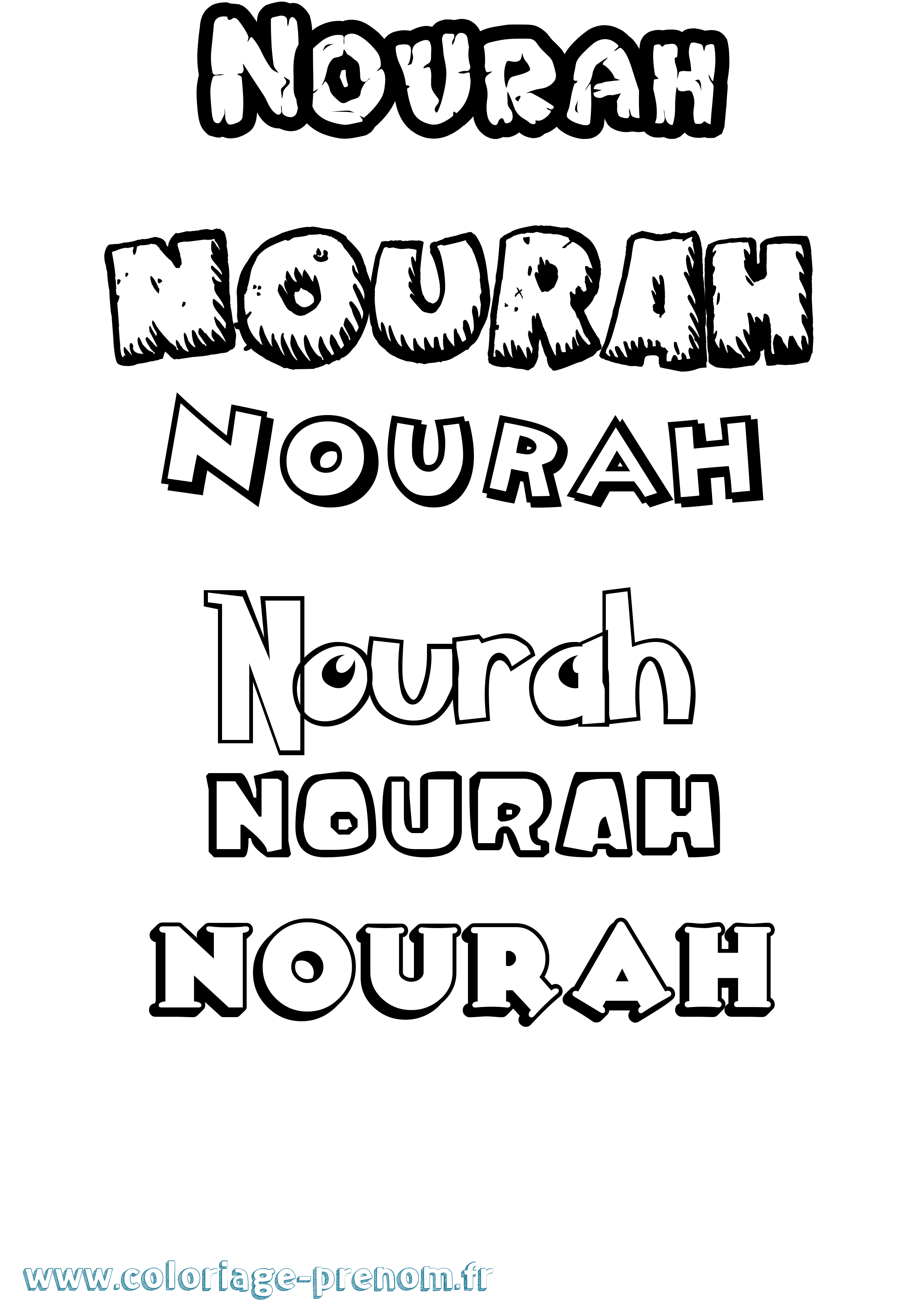 Coloriage Nourah Dessin Animé Coloriage prénom Nourah Dessin Animé