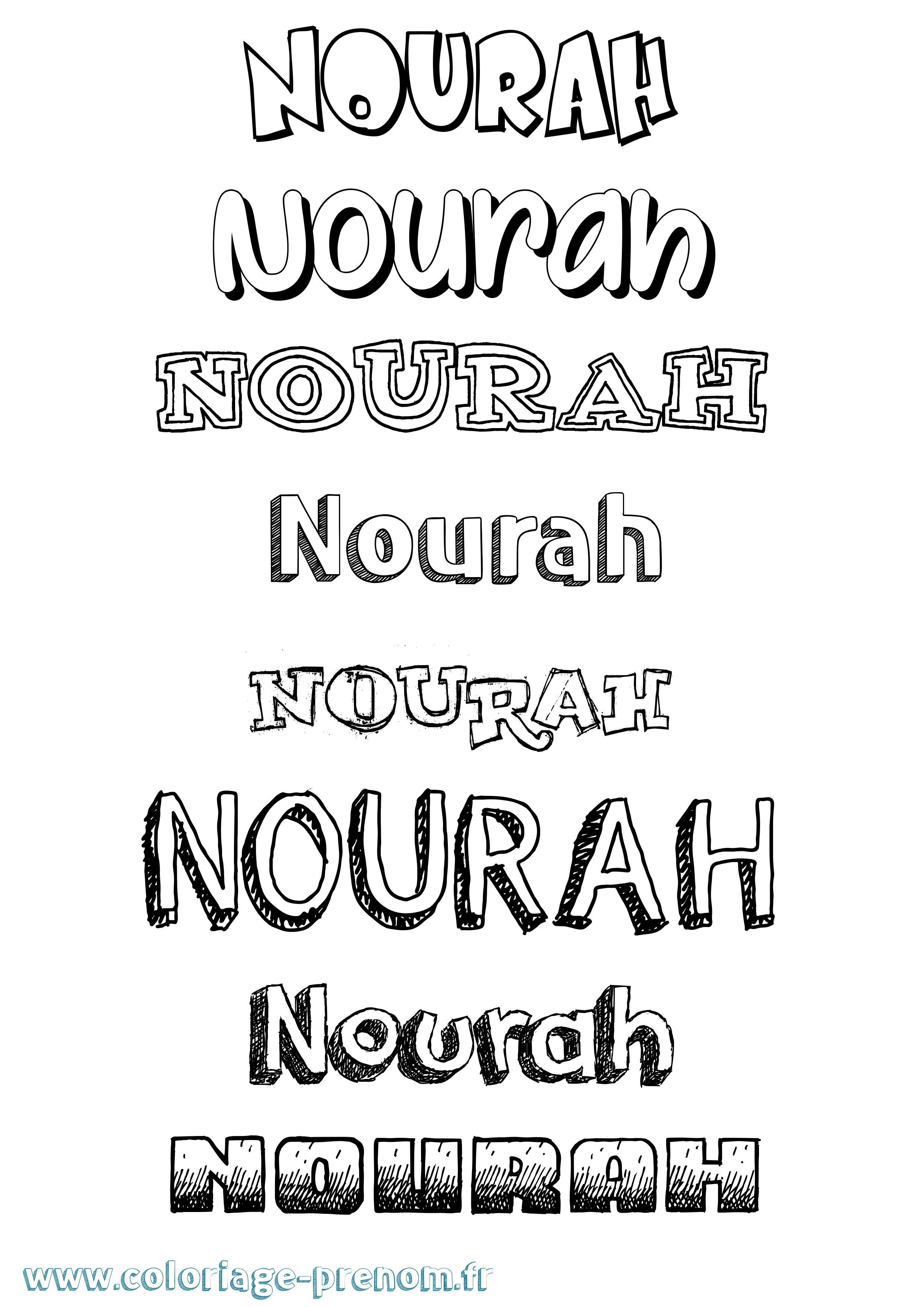 Coloriage Nourah Dessiné Coloriage prénom Nourah Dessiné