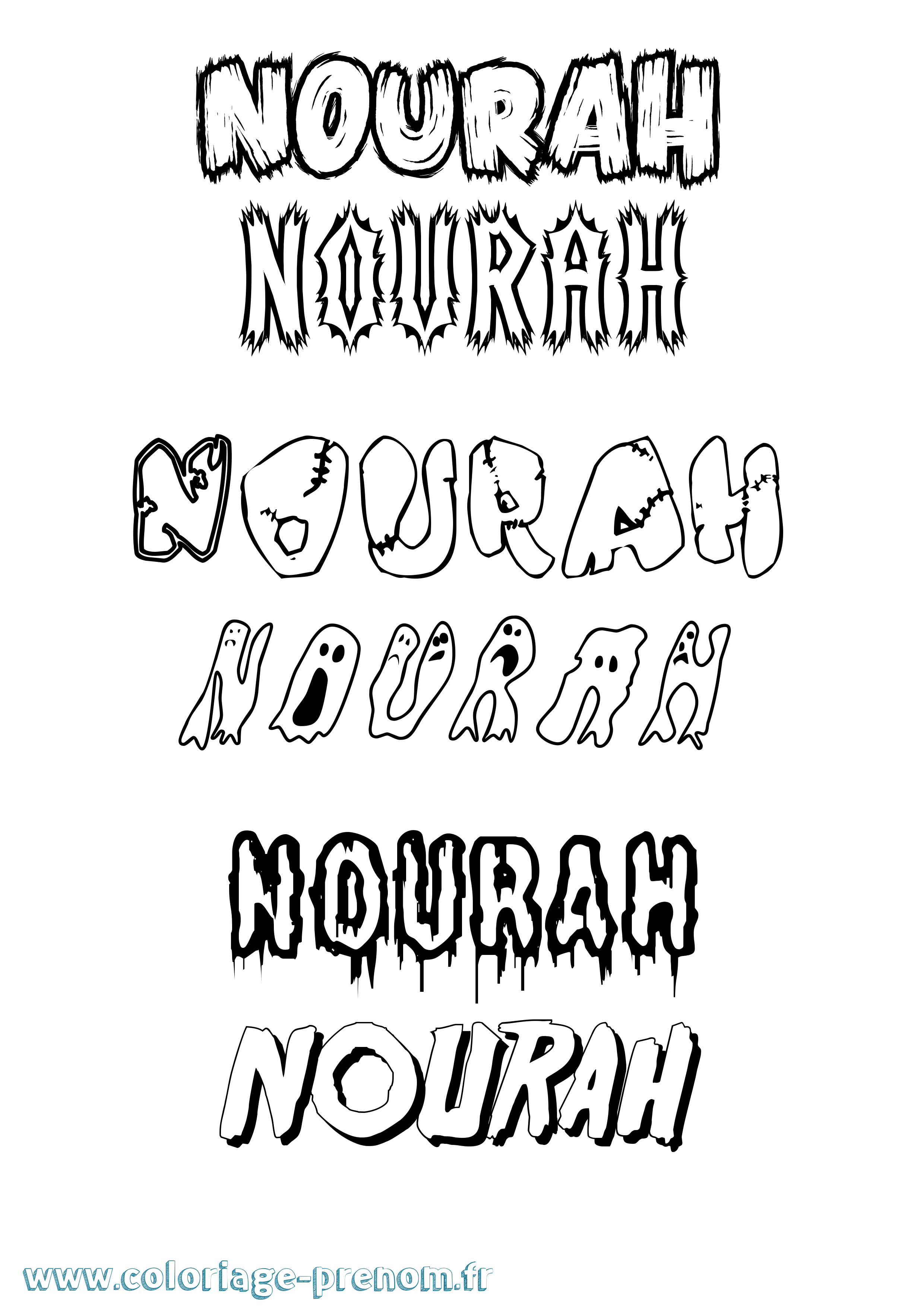 Coloriage Nourah Frisson Coloriage prénom Nourah Frisson