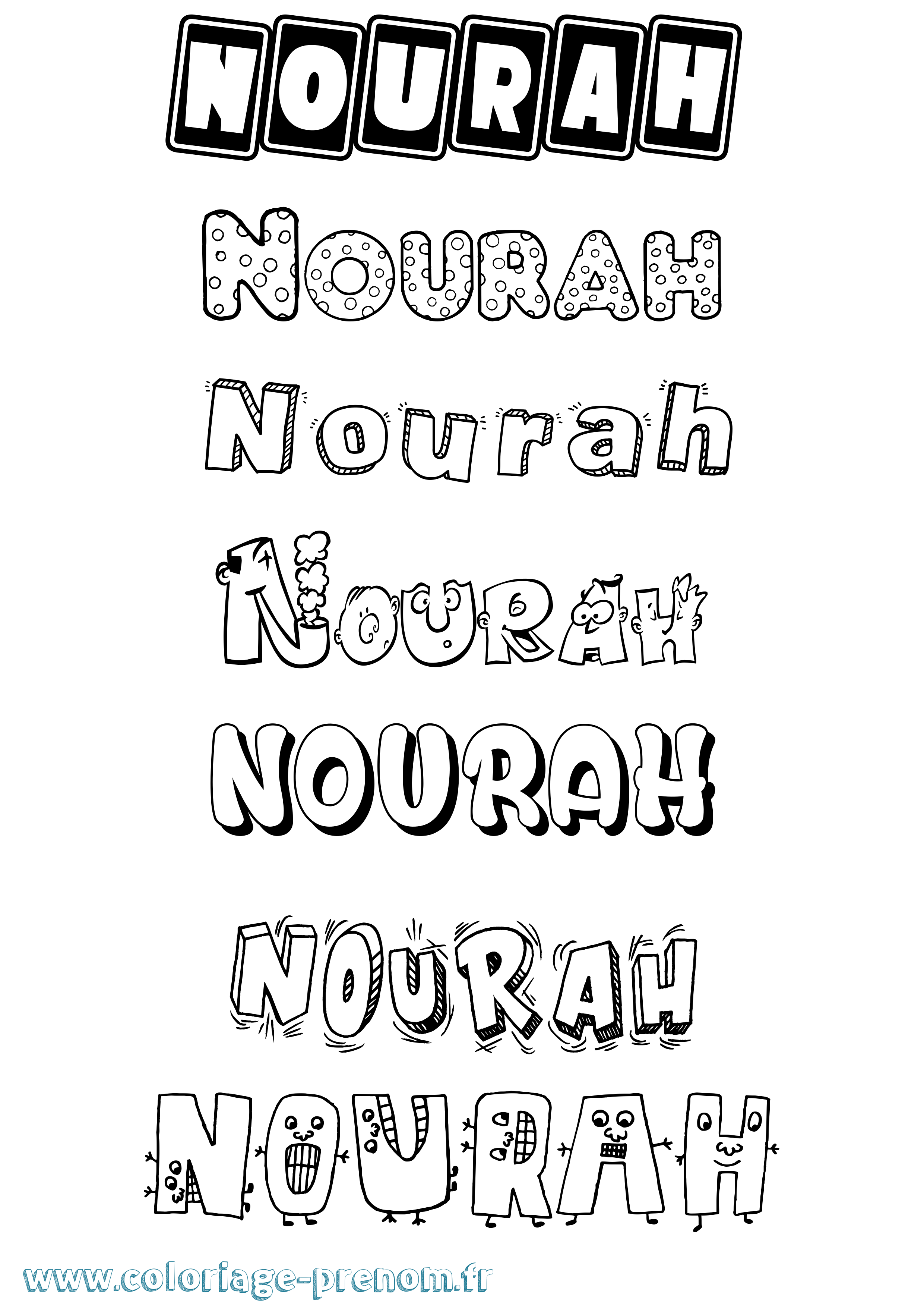 Coloriage Nourah Fun Coloriage prénom Nourah Fun