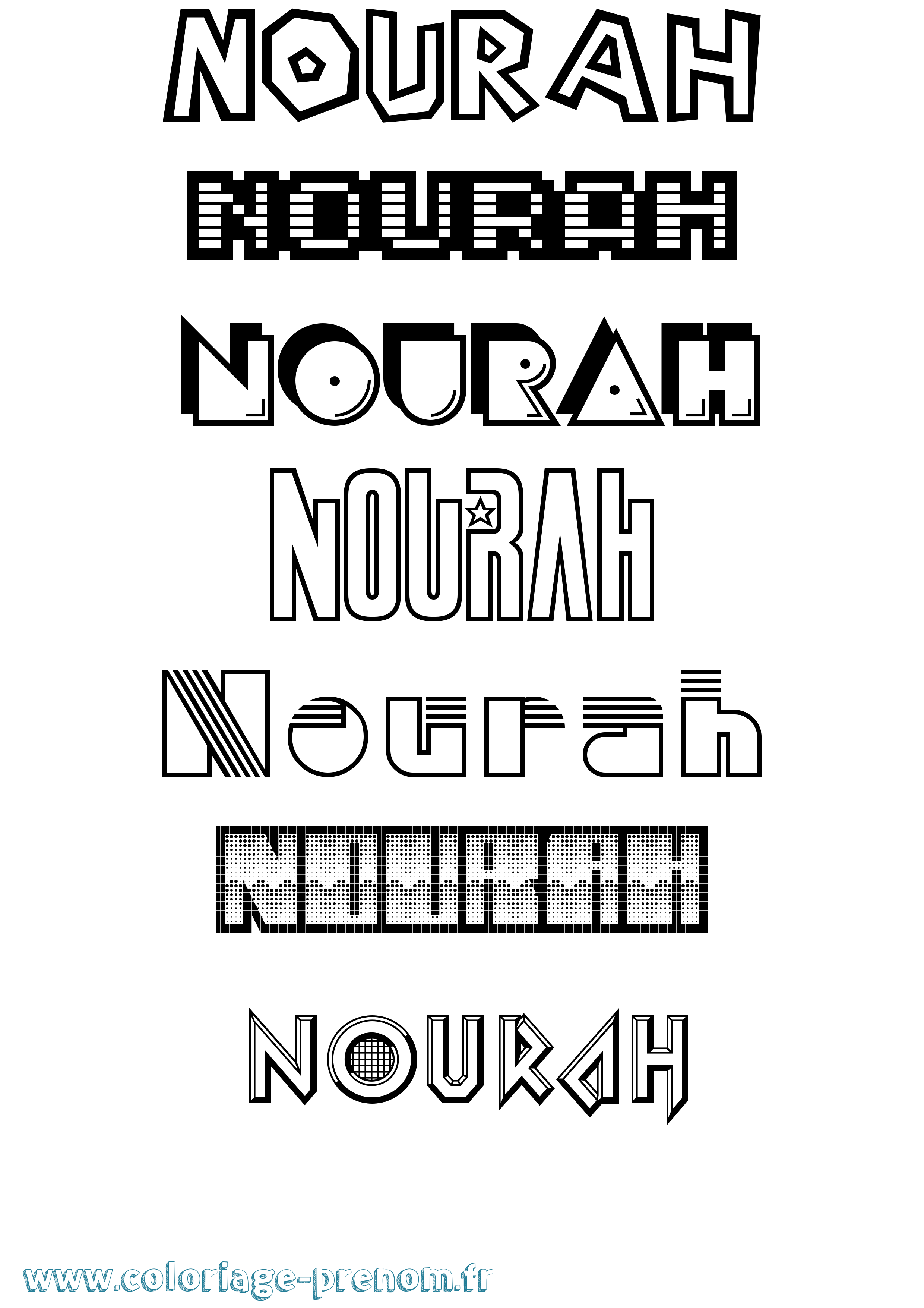 Coloriage Nourah Jeux Vidéos Coloriage prénom Nourah Jeux Vidéos