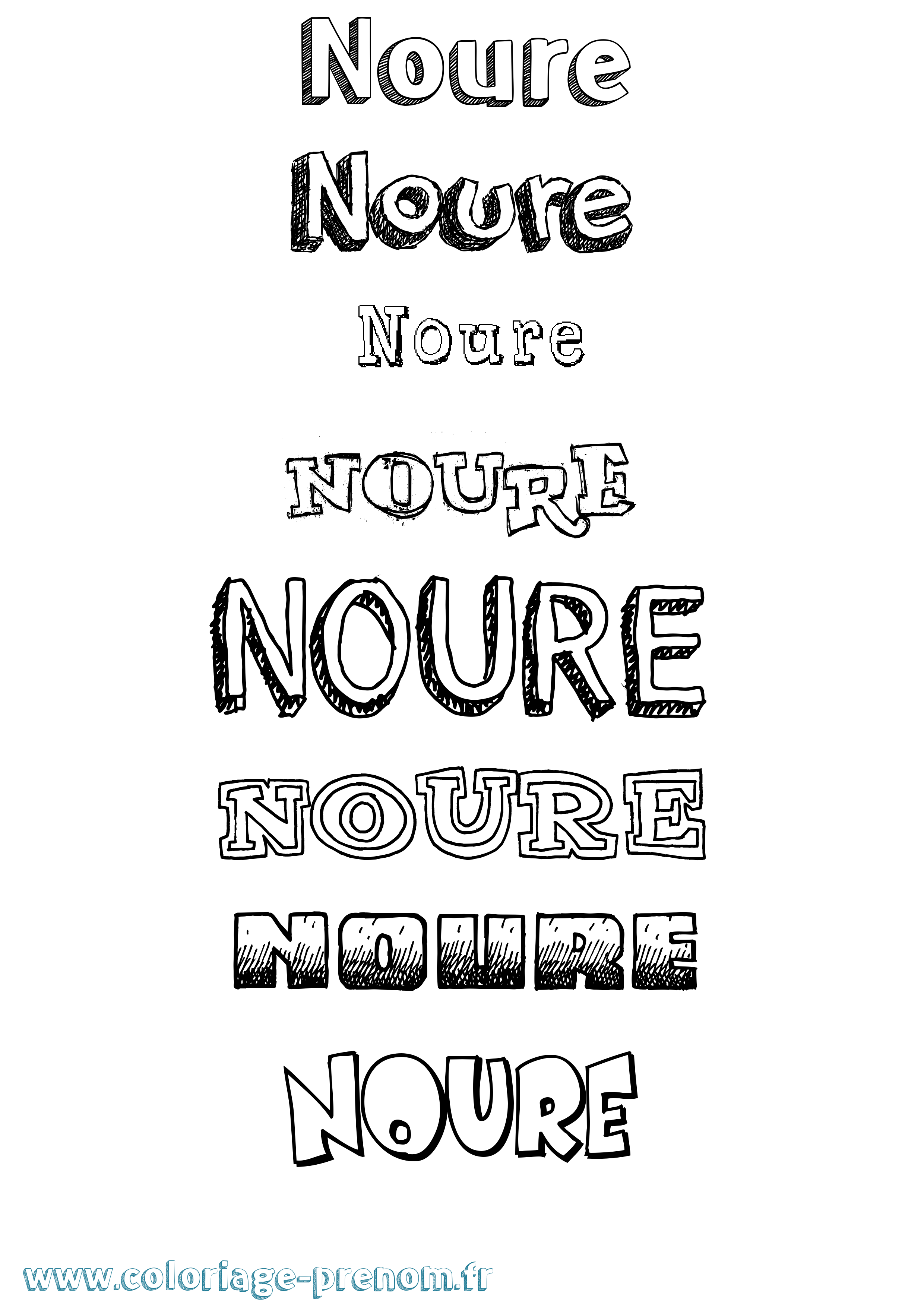 Coloriage Noure Dessiné Coloriage prénom Noure Dessiné