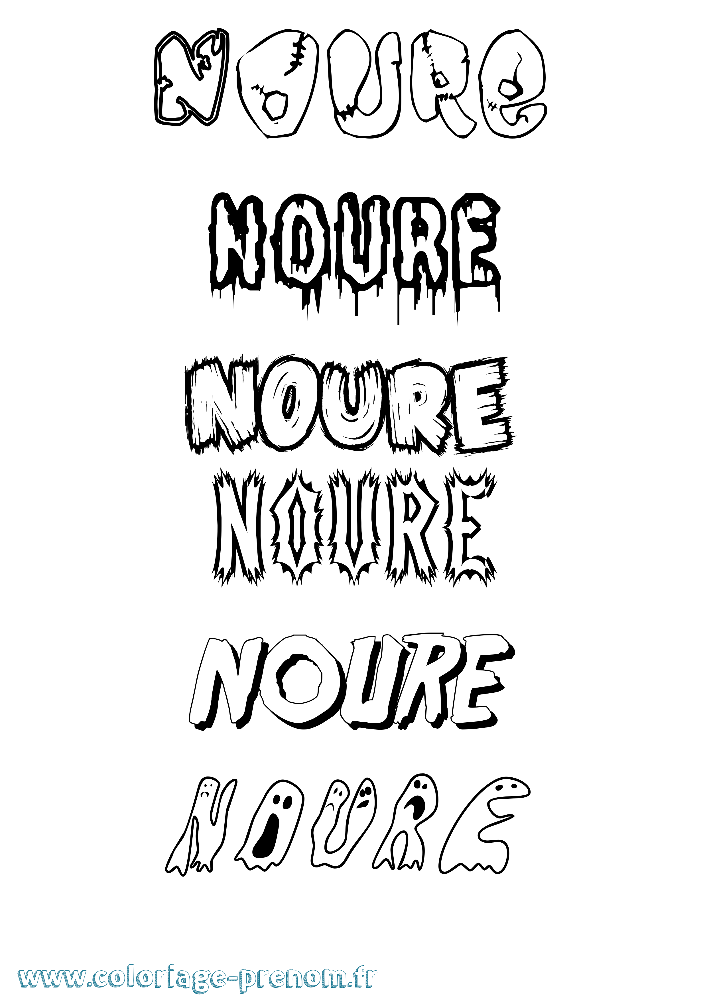 Coloriage Noure Frisson Coloriage prénom Noure Frisson