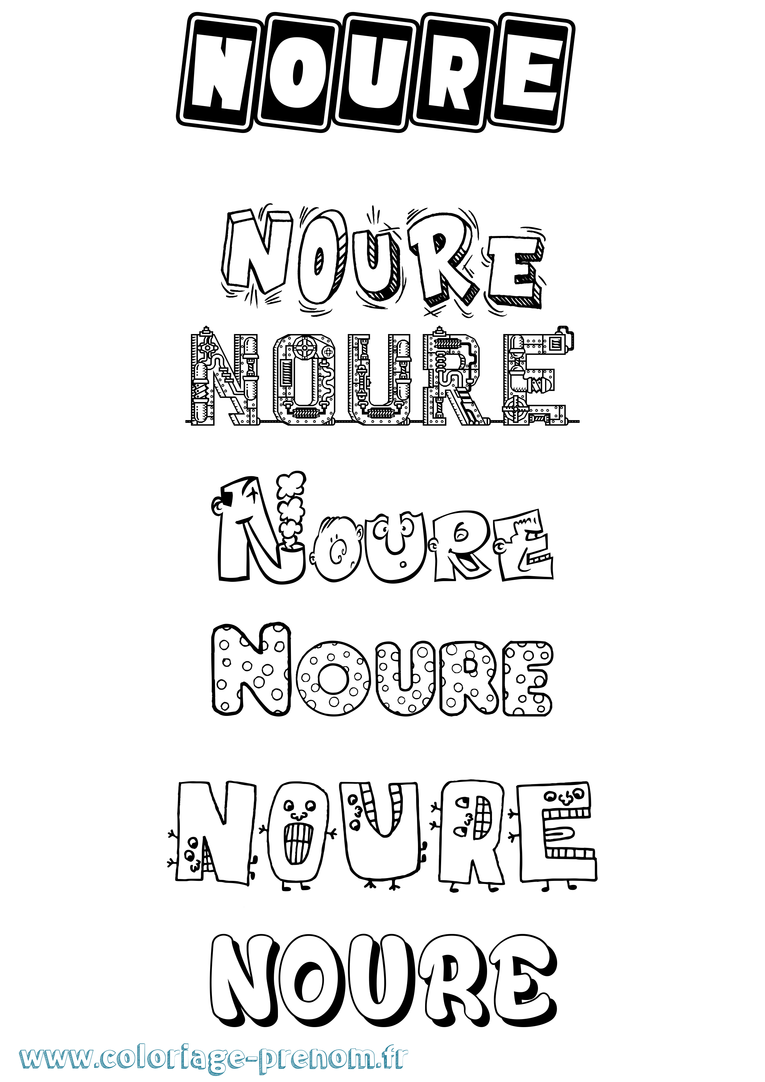 Coloriage Noure Fun Coloriage prénom Noure Fun