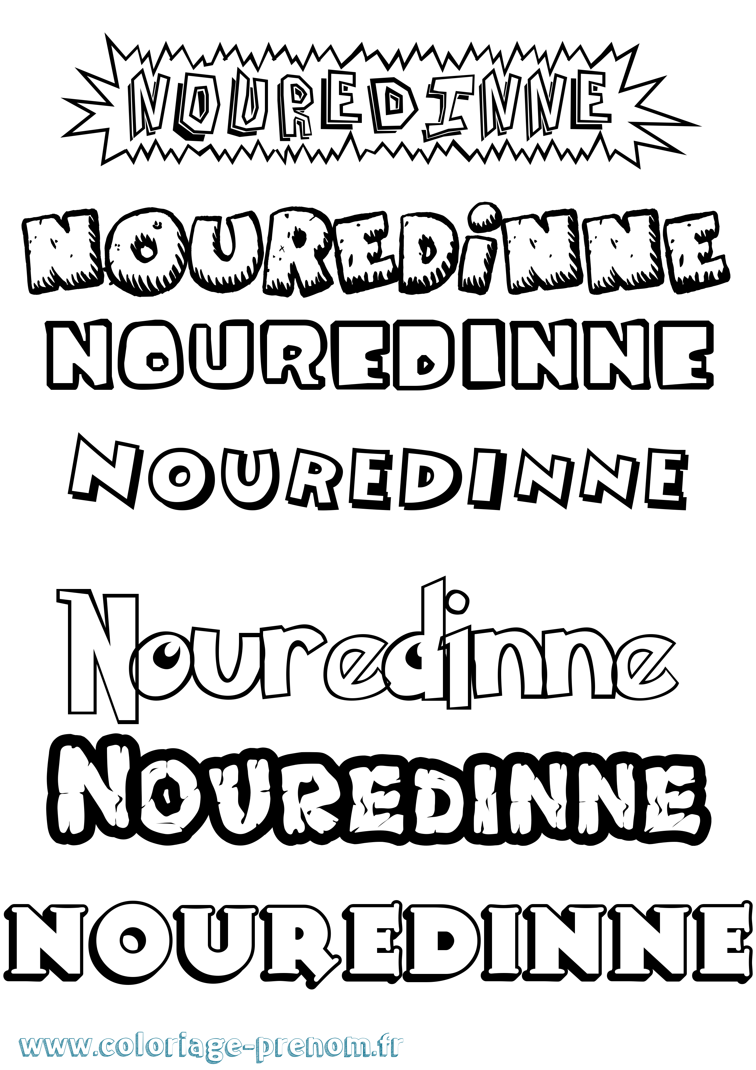 Coloriage Nouredinne Dessin Animé Coloriage prénom Nouredinne Dessin Animé