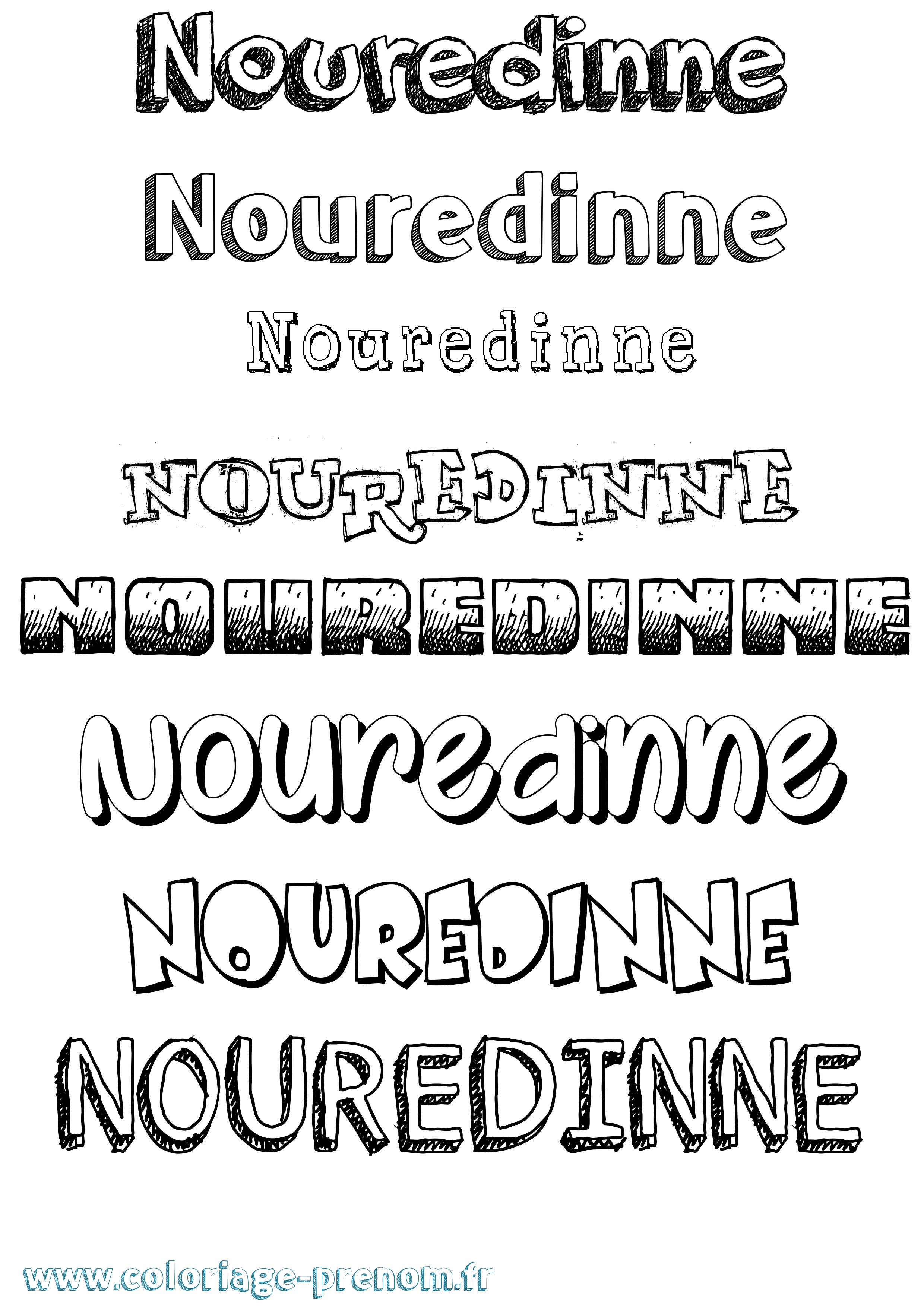 Coloriage Nouredinne Dessiné Coloriage prénom Nouredinne Dessiné