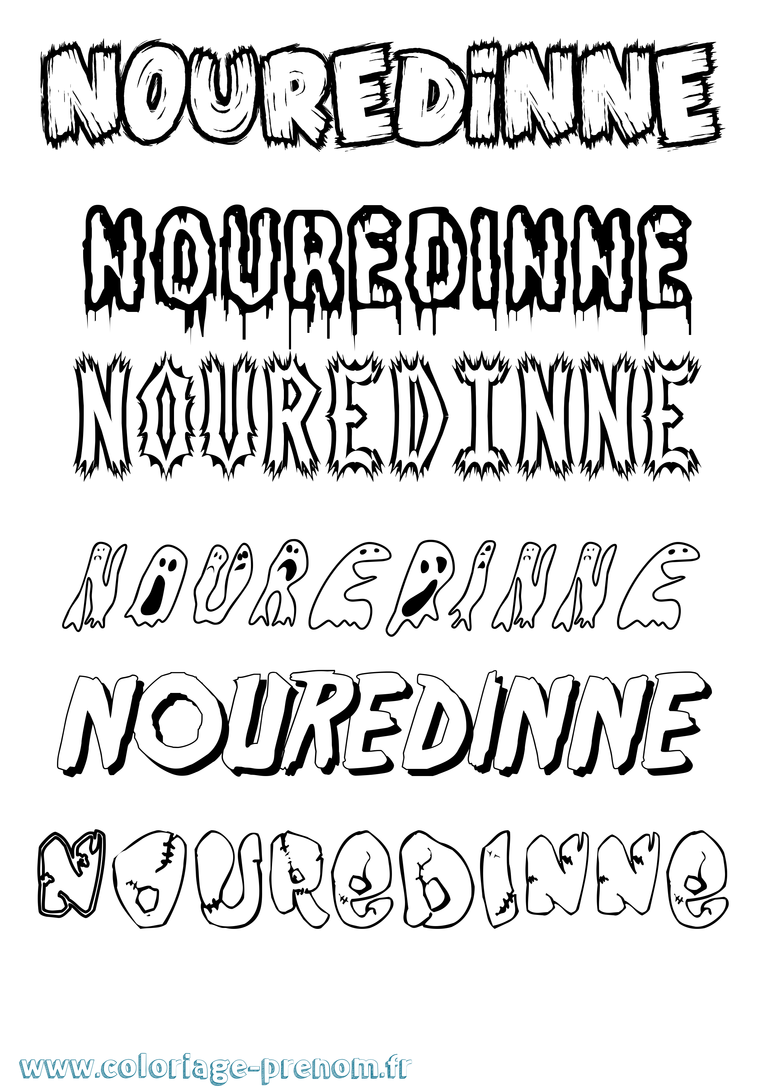 Coloriage Nouredinne Frisson Coloriage prénom Nouredinne Frisson