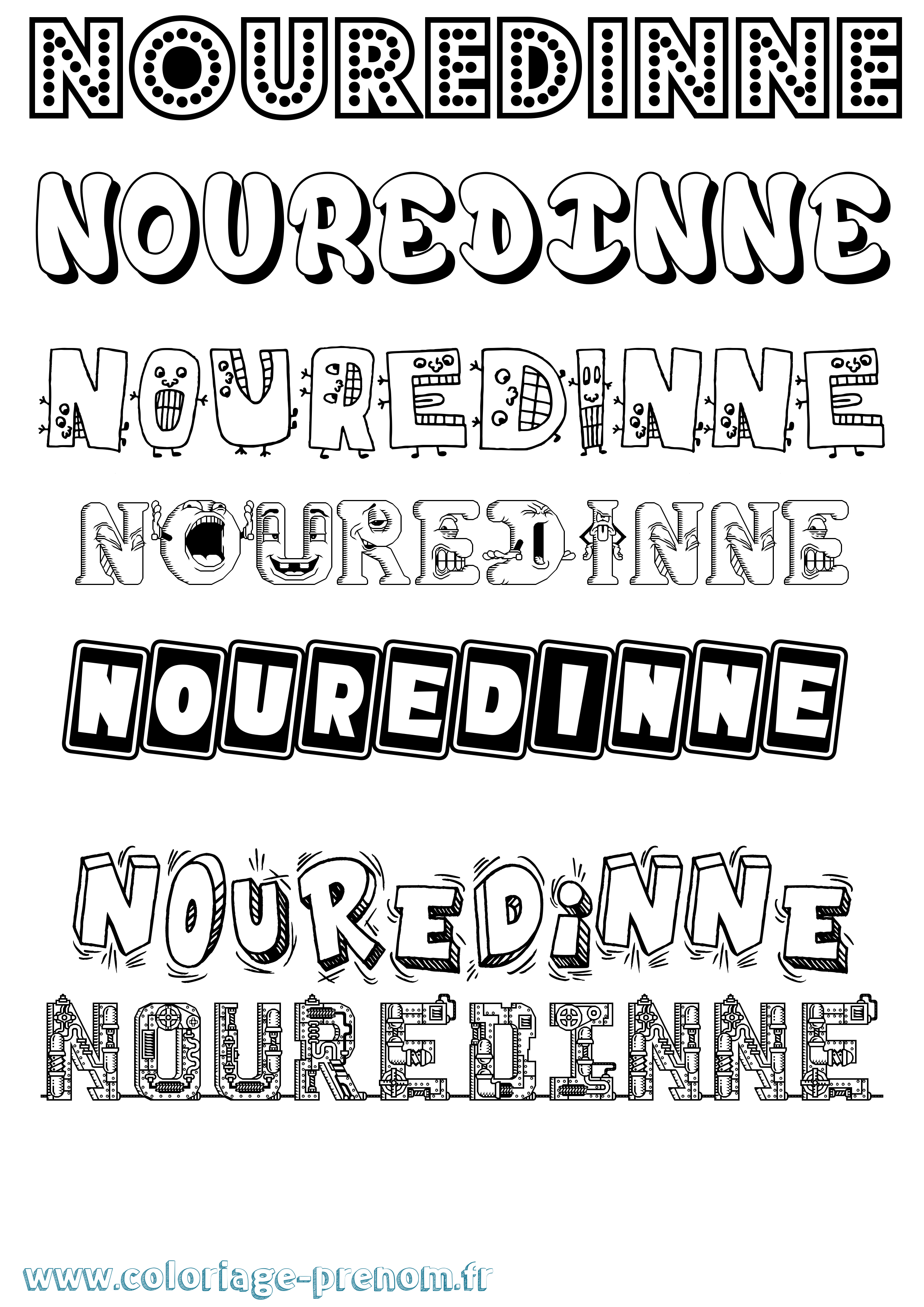 Coloriage Nouredinne Fun Coloriage prénom Nouredinne Fun