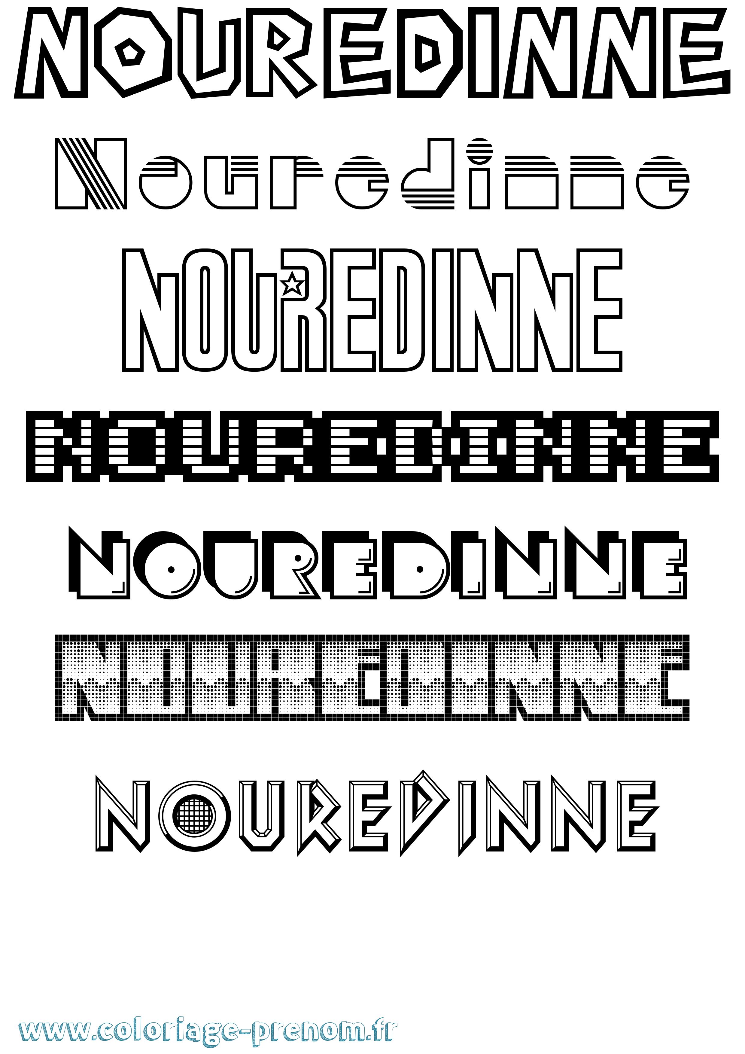 Coloriage Nouredinne Jeux Vidéos Coloriage prénom Nouredinne Jeux Vidéos