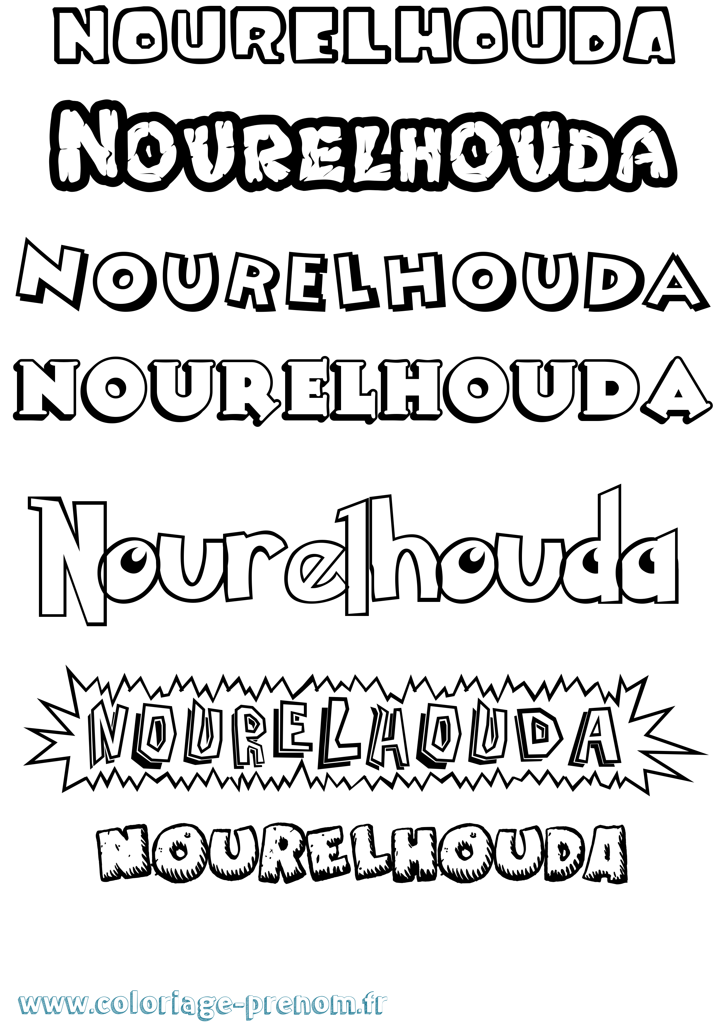 Coloriage Nourelhouda Dessin Animé Coloriage prénom Nourelhouda Dessin Animé