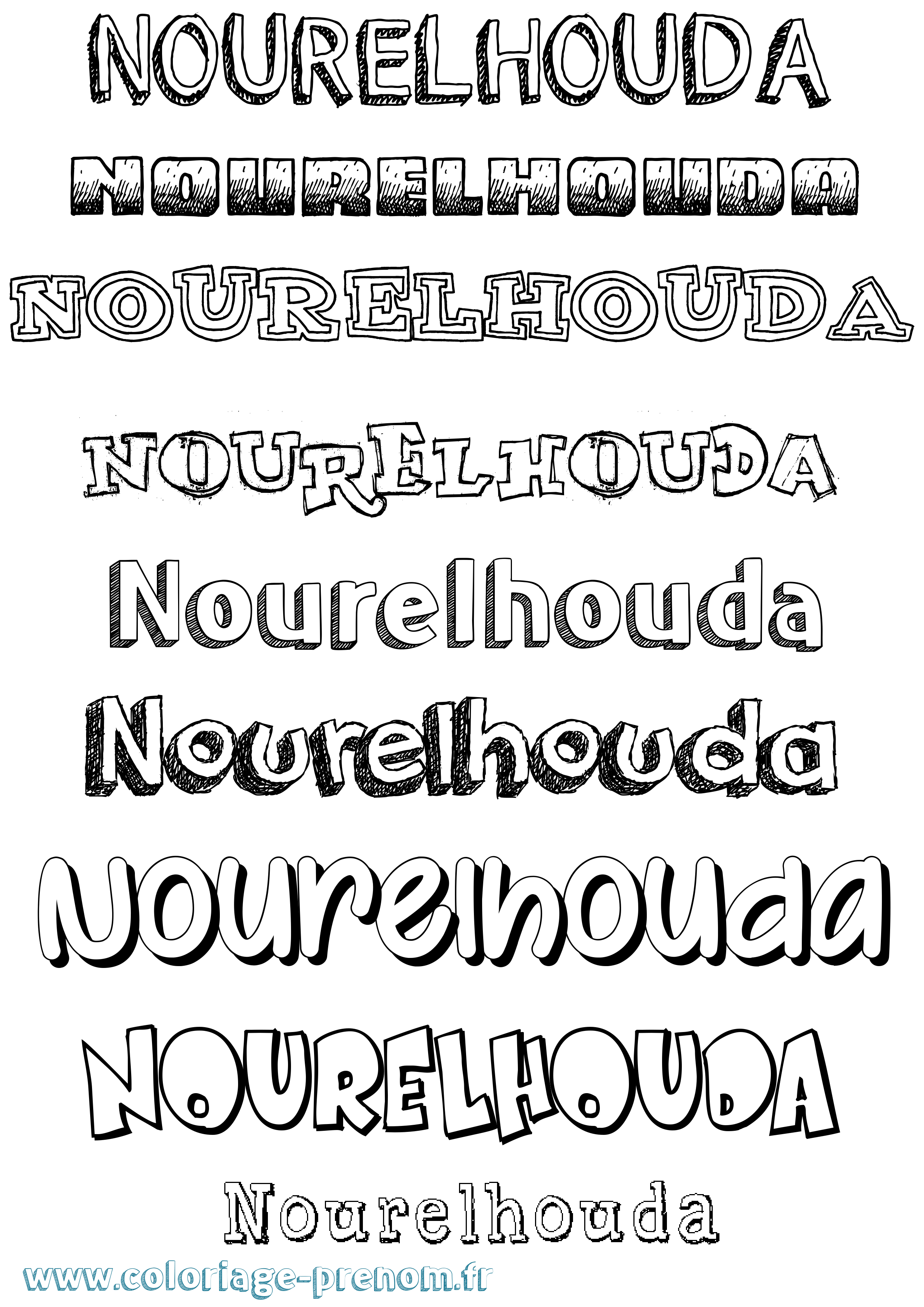 Coloriage Nourelhouda Dessiné Coloriage prénom Nourelhouda Dessiné