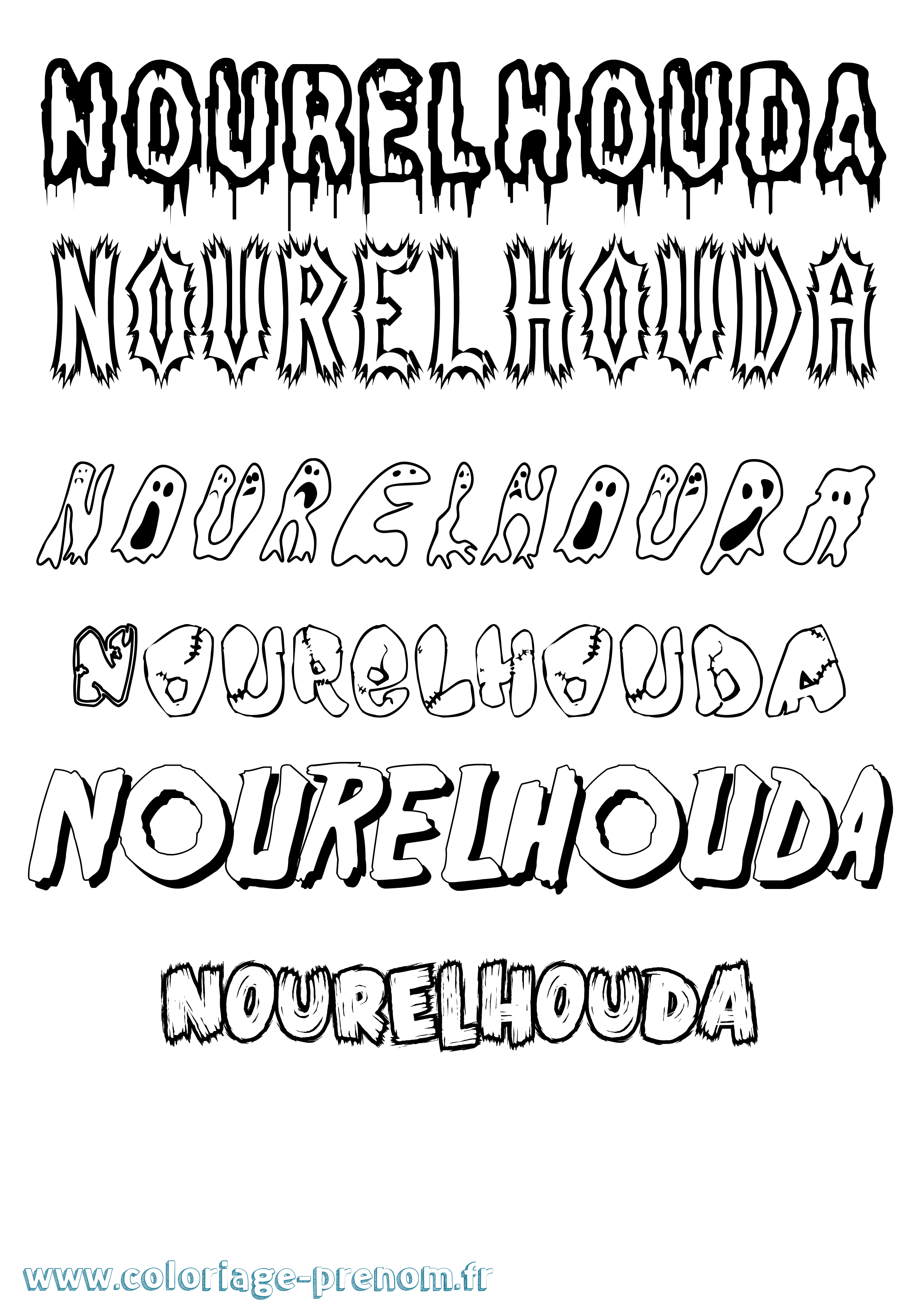 Coloriage Nourelhouda Frisson Coloriage prénom Nourelhouda Frisson