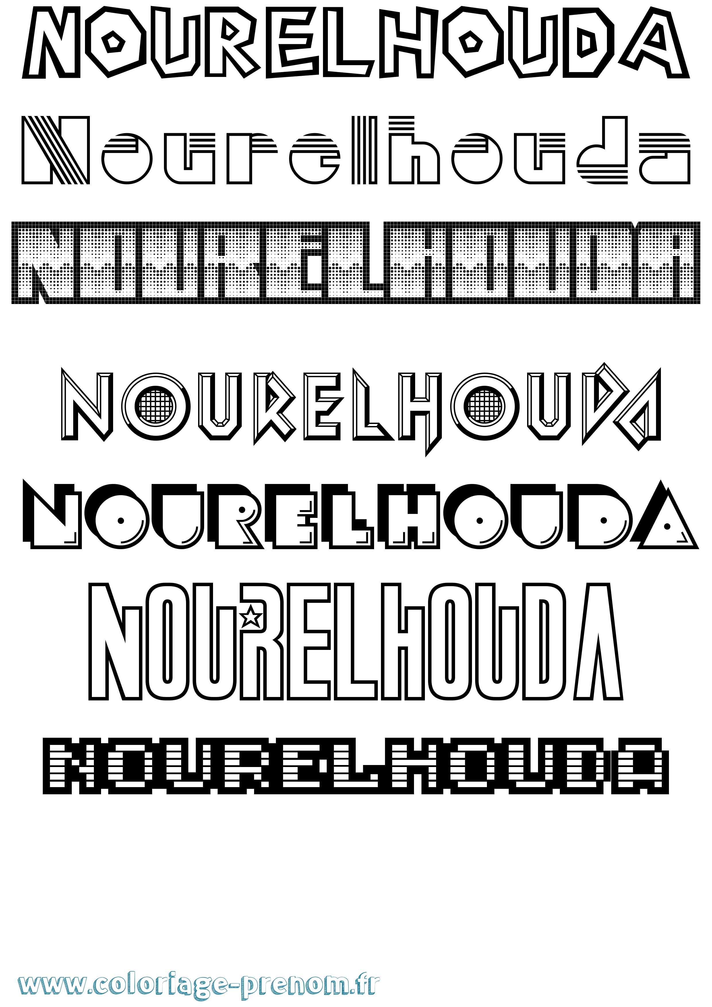 Coloriage Nourelhouda Jeux Vidéos Coloriage prénom Nourelhouda Jeux Vidéos