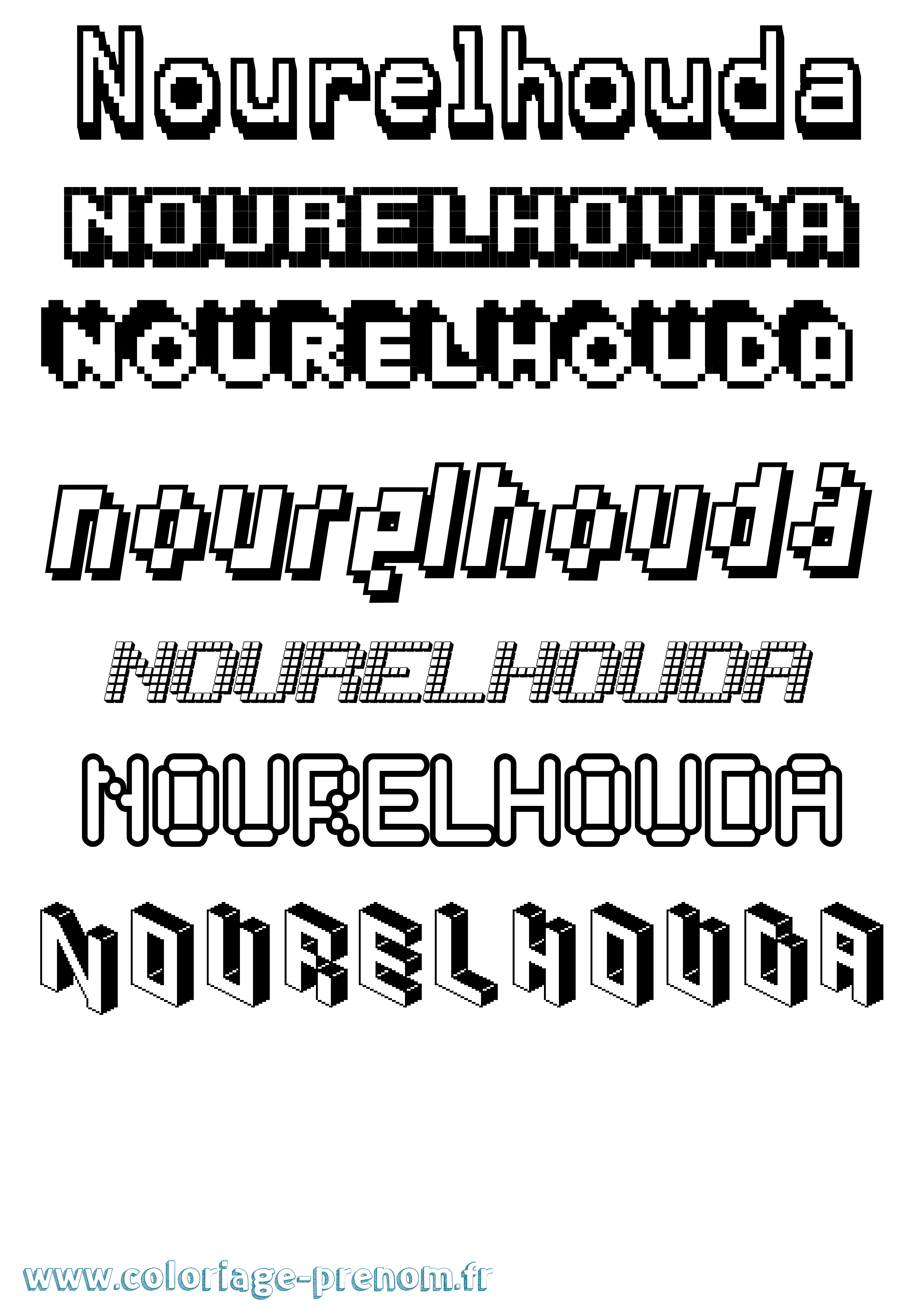 Coloriage Nourelhouda Pixel Coloriage prénom Nourelhouda Pixel