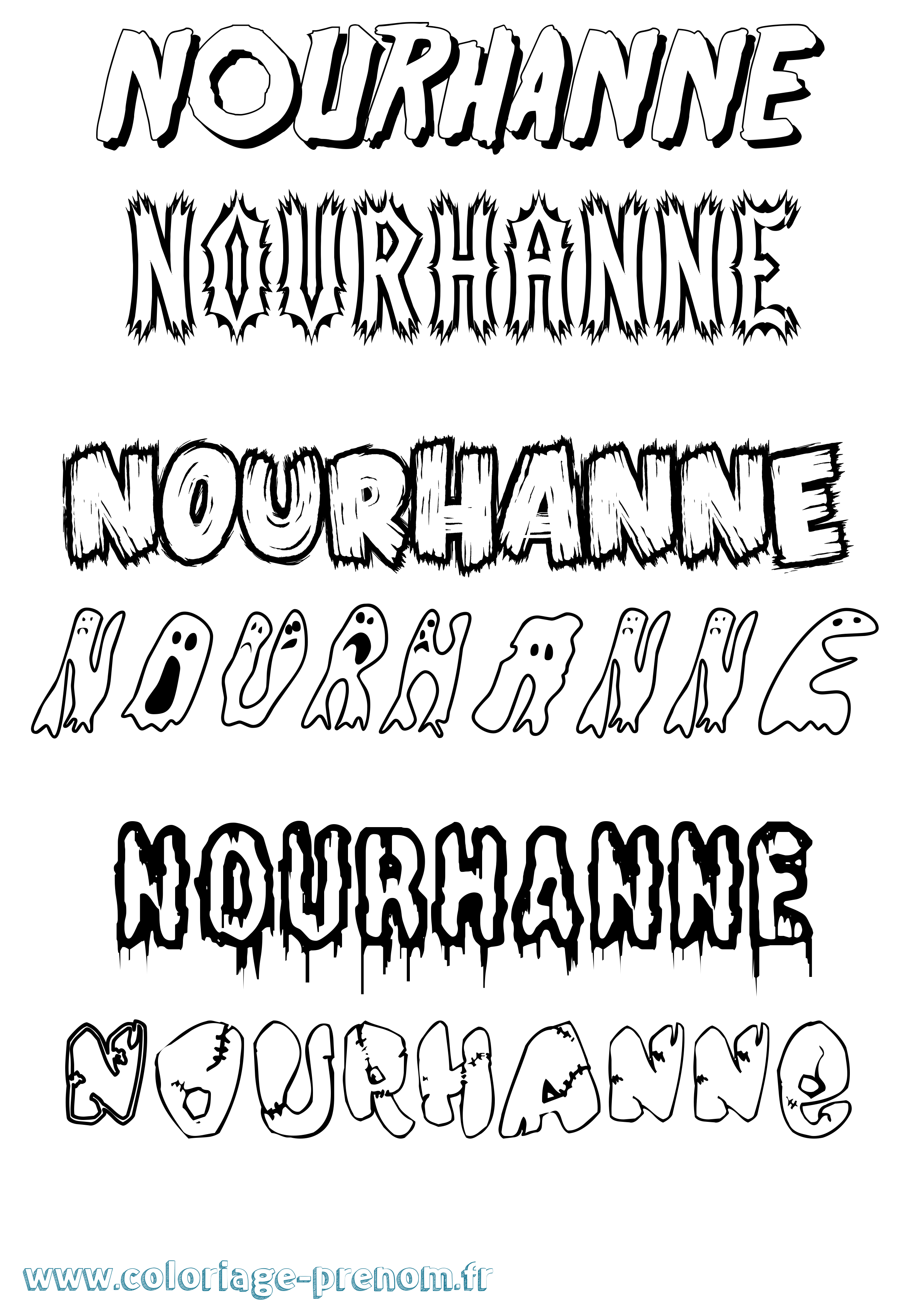 Coloriage Nourhanne Frisson Coloriage prénom Nourhanne Frisson