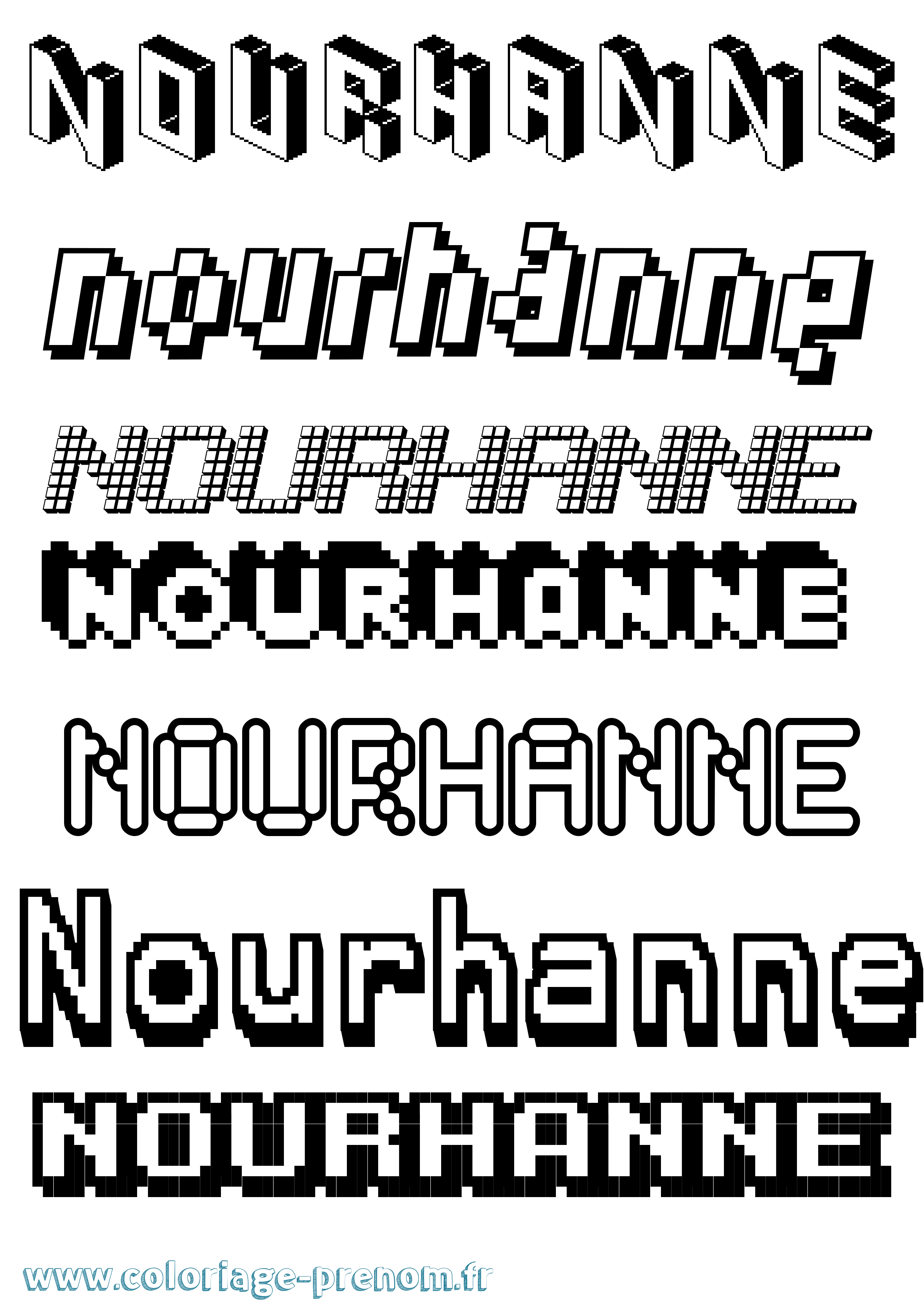Coloriage Nourhanne Pixel Coloriage prénom Nourhanne Pixel