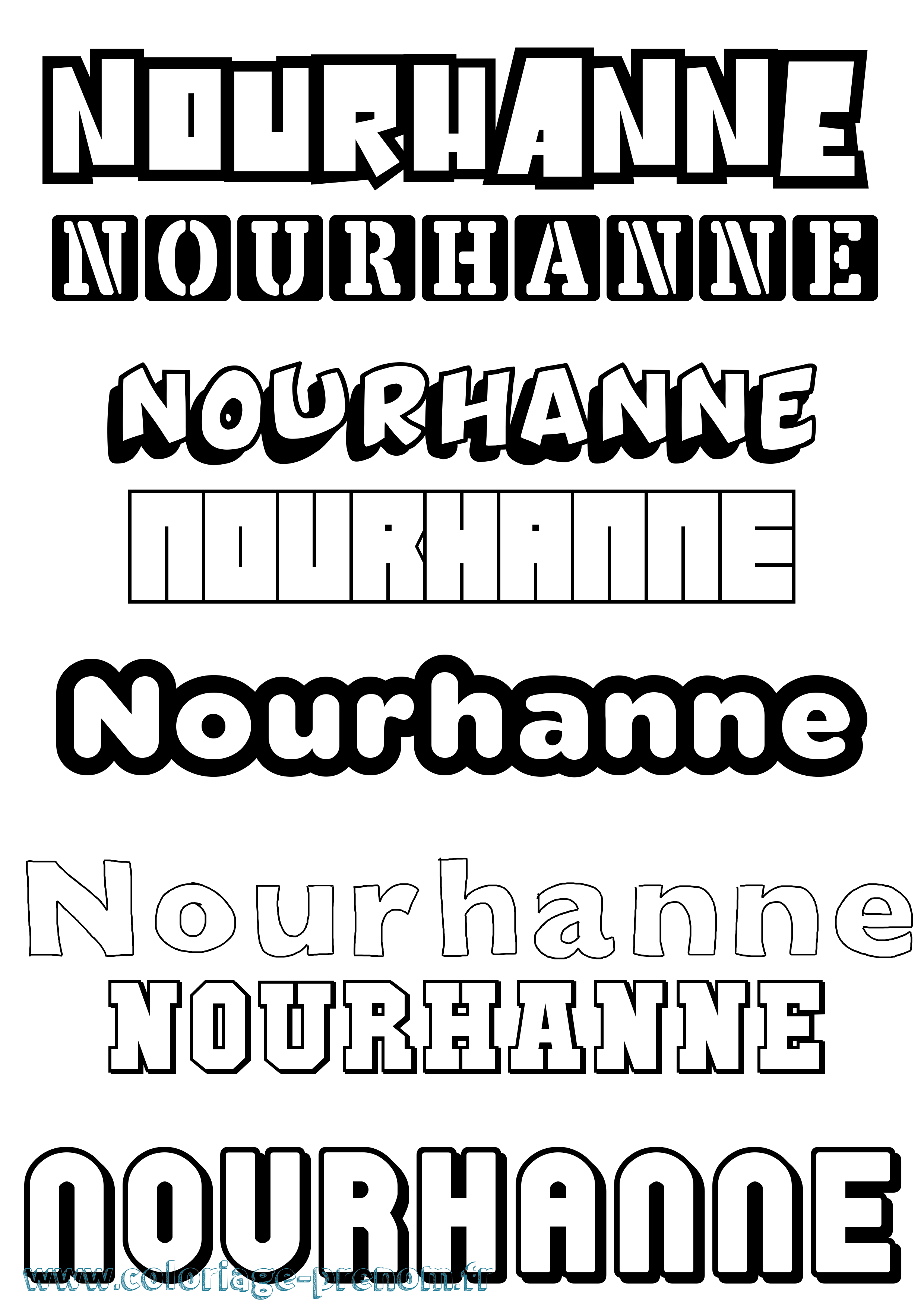 Coloriage Nourhanne Simple Coloriage prénom Nourhanne Simple