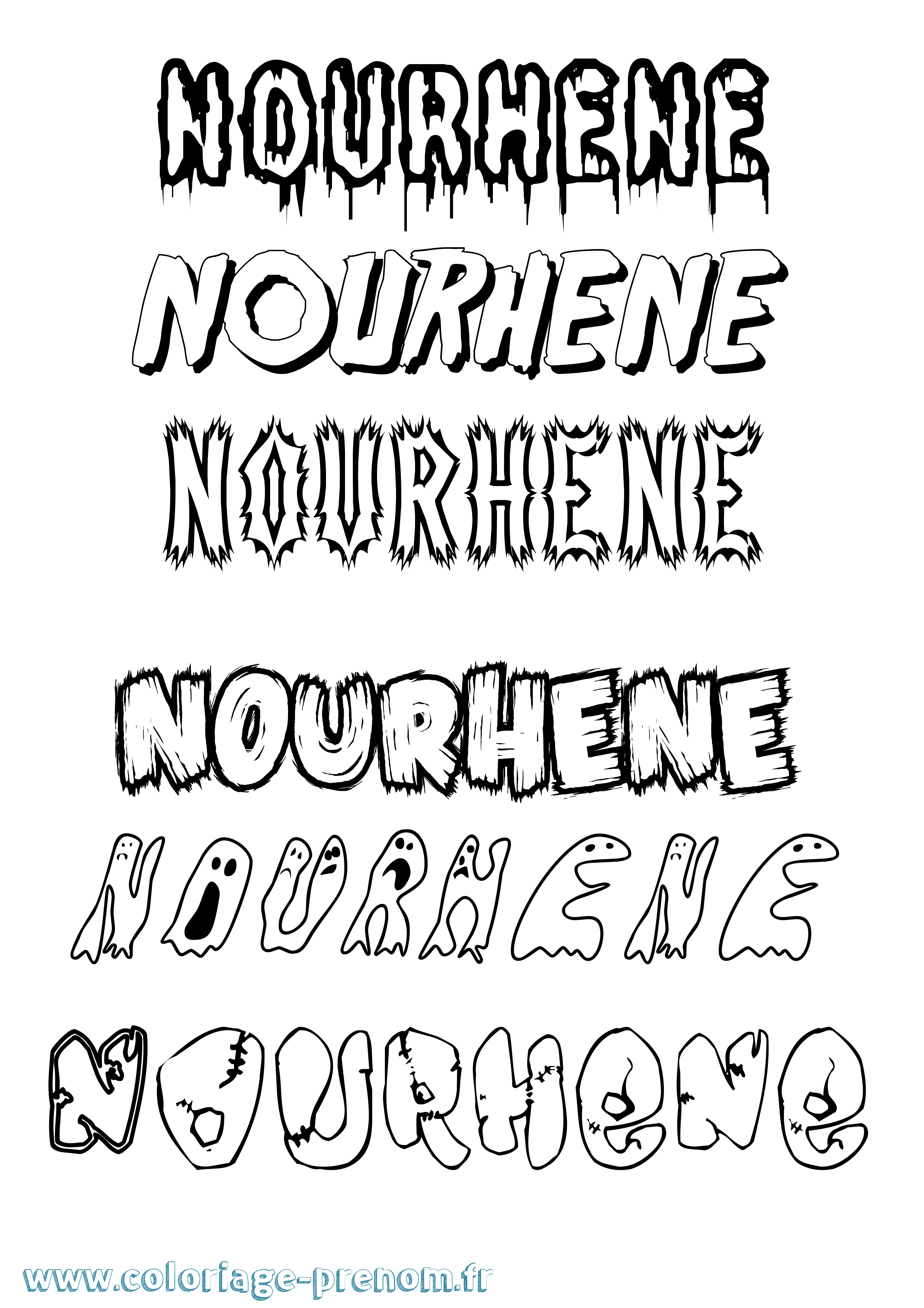 Coloriage Nourhene Frisson Coloriage prénom Nourhene Frisson