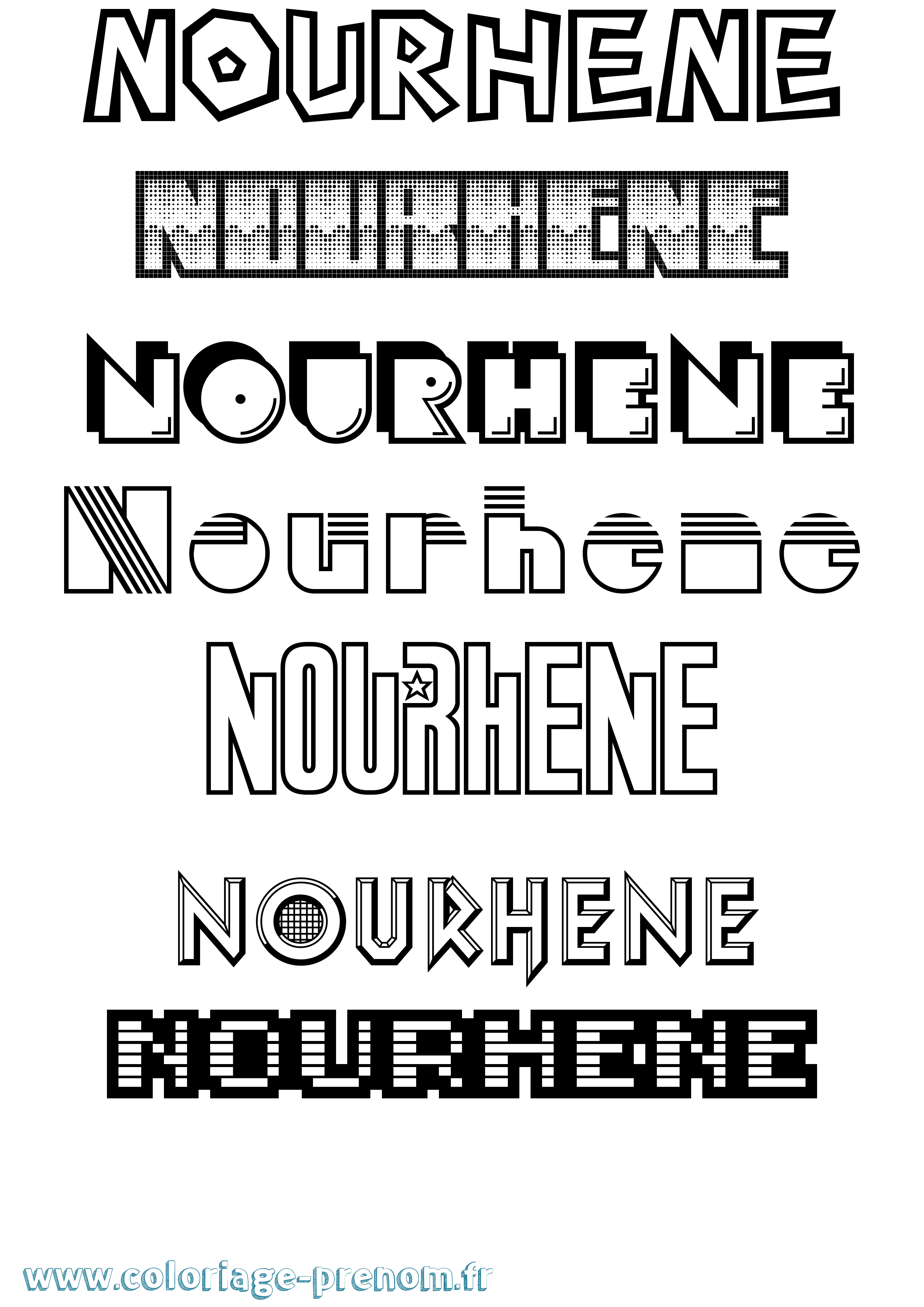 Coloriage Nourhene Jeux Vidéos Coloriage prénom Nourhene Jeux Vidéos