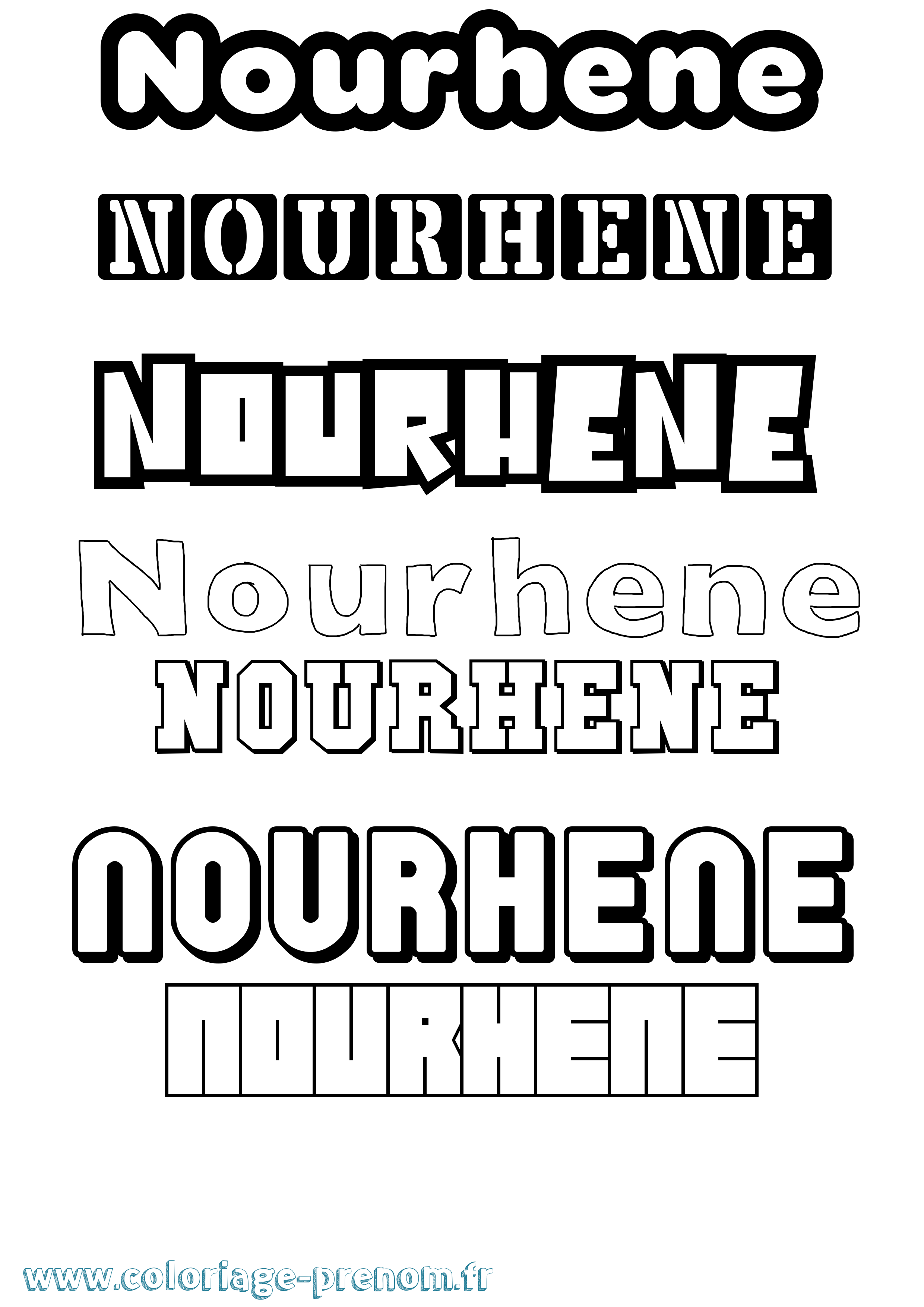 Coloriage Nourhene Simple Coloriage prénom Nourhene Simple