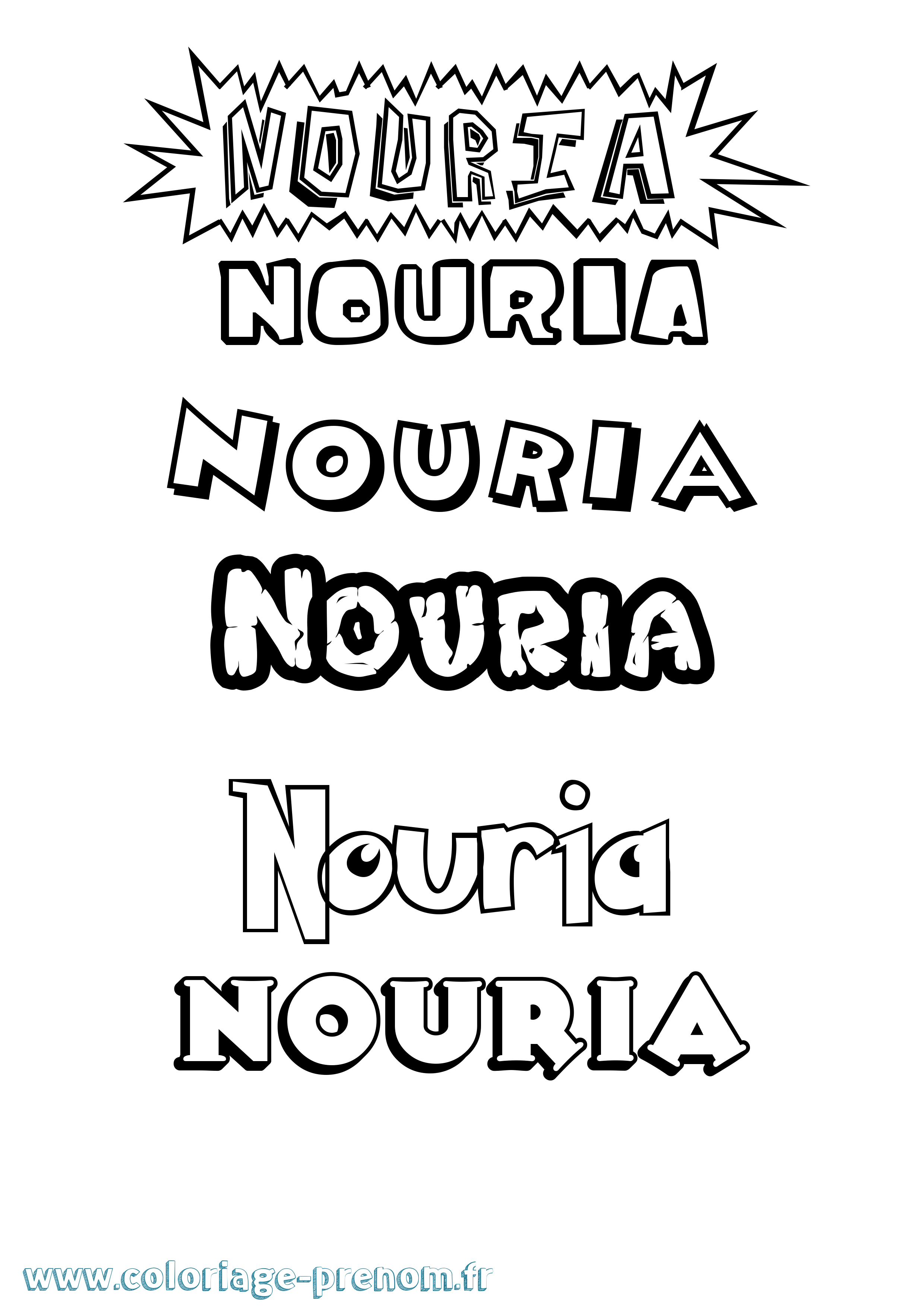 Coloriage Nouria Dessin Animé Coloriage prénom Nouria Dessin Animé