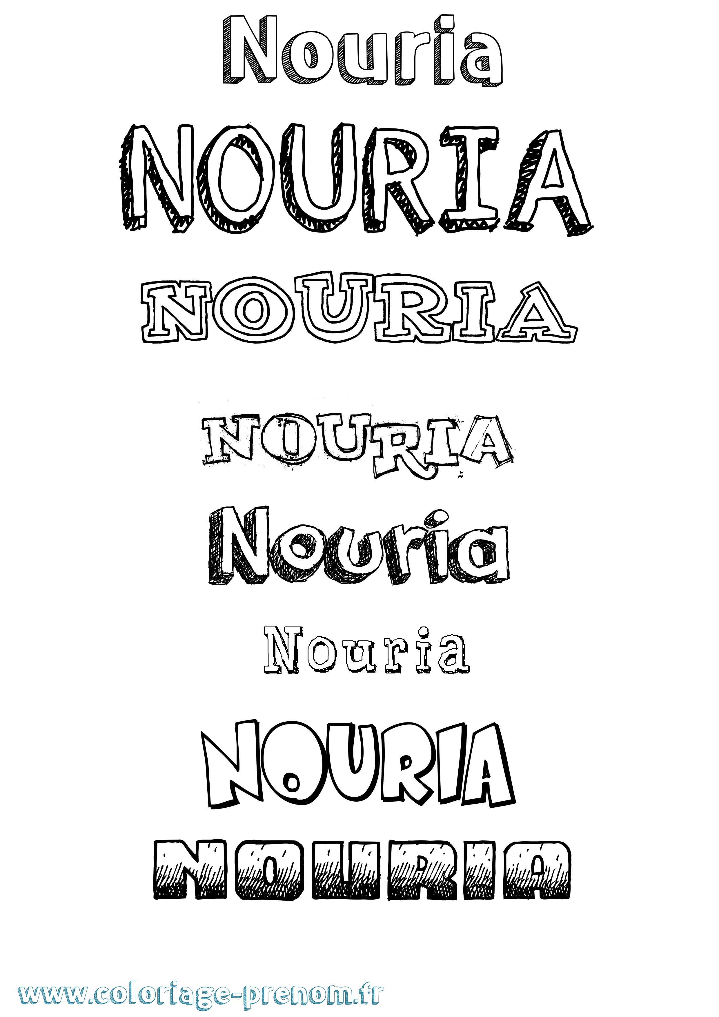 Coloriage Nouria Dessiné Coloriage prénom Nouria Dessiné