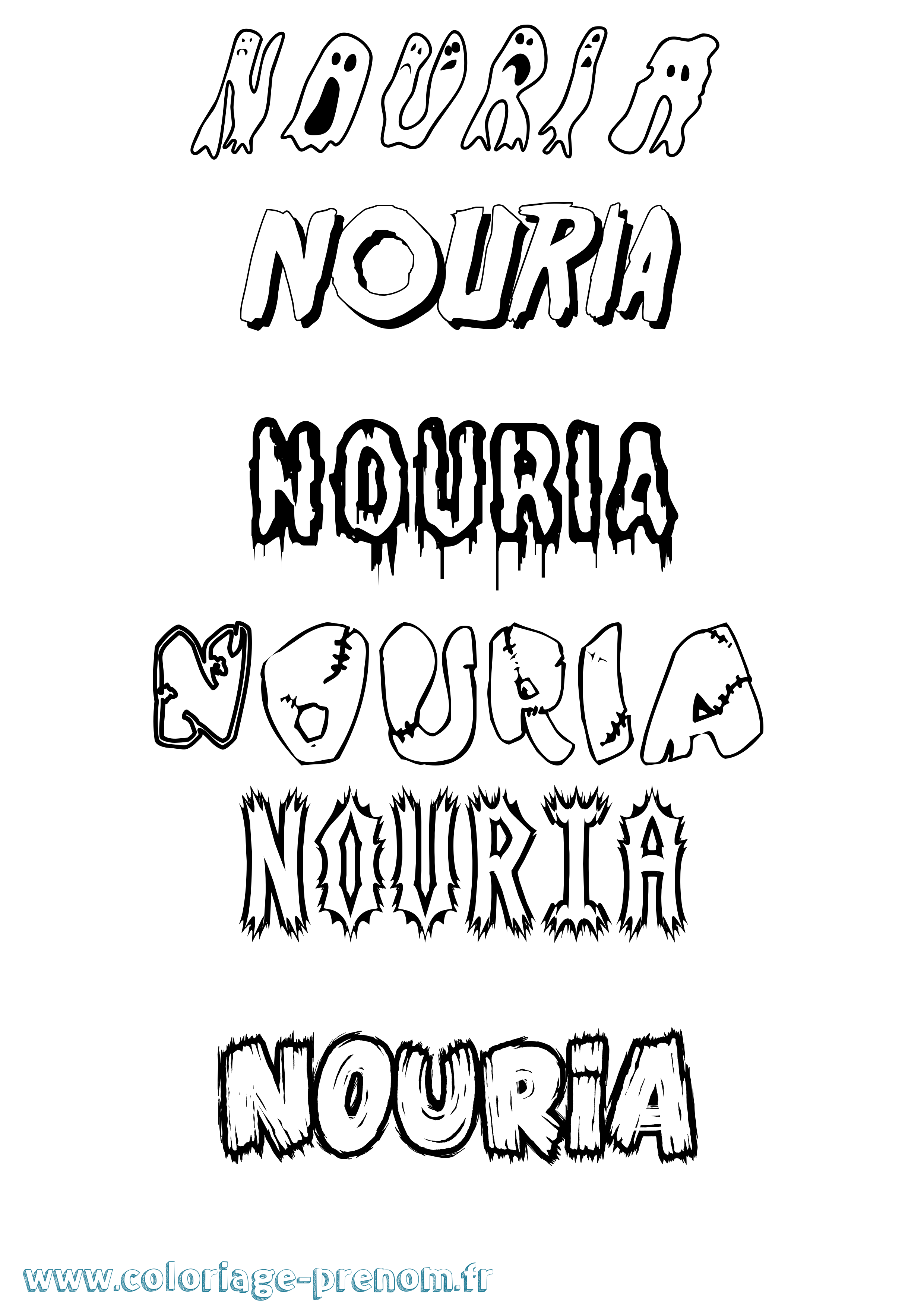 Coloriage Nouria Frisson Coloriage prénom Nouria Frisson