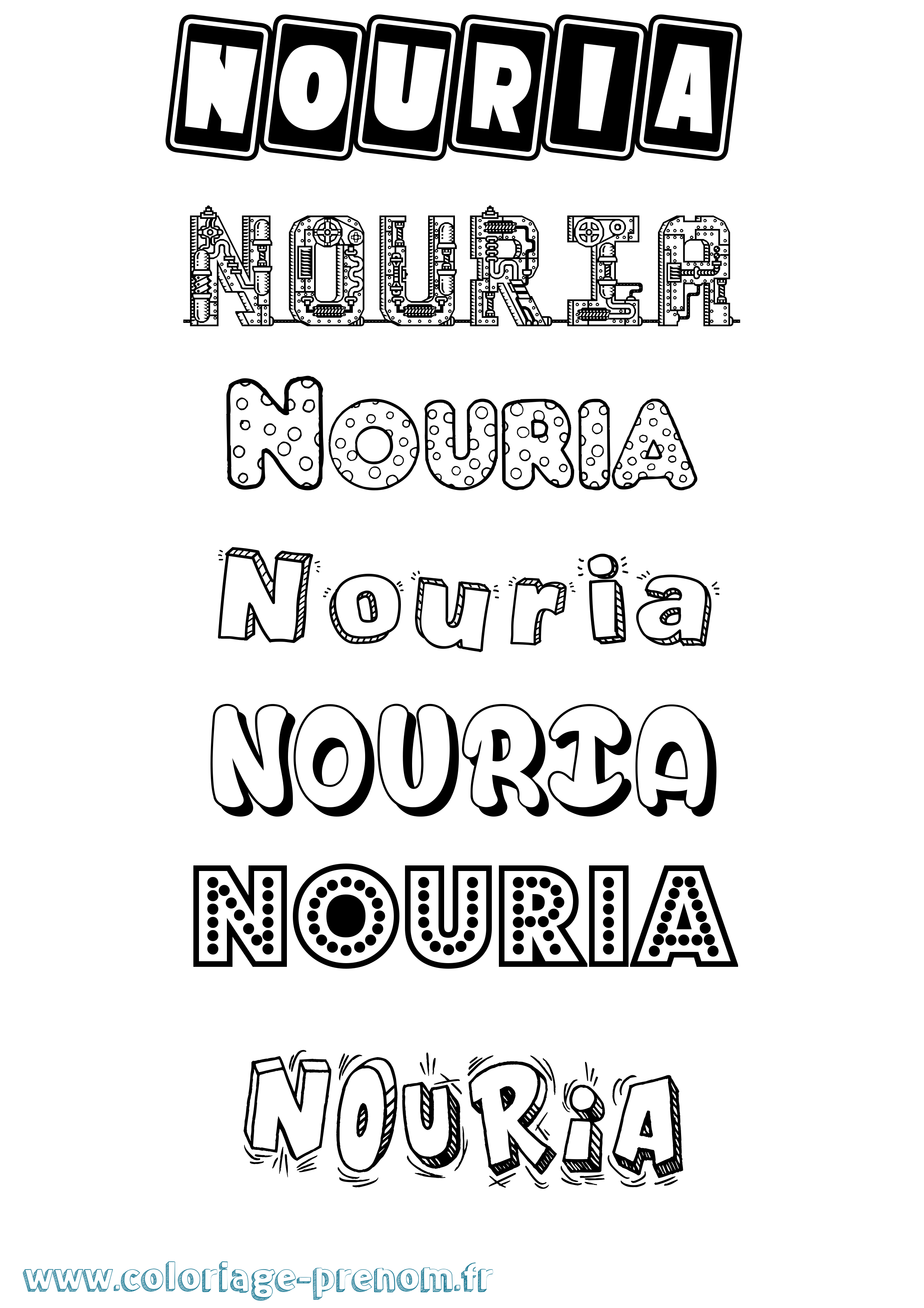 Coloriage Nouria Fun Coloriage prénom Nouria Fun