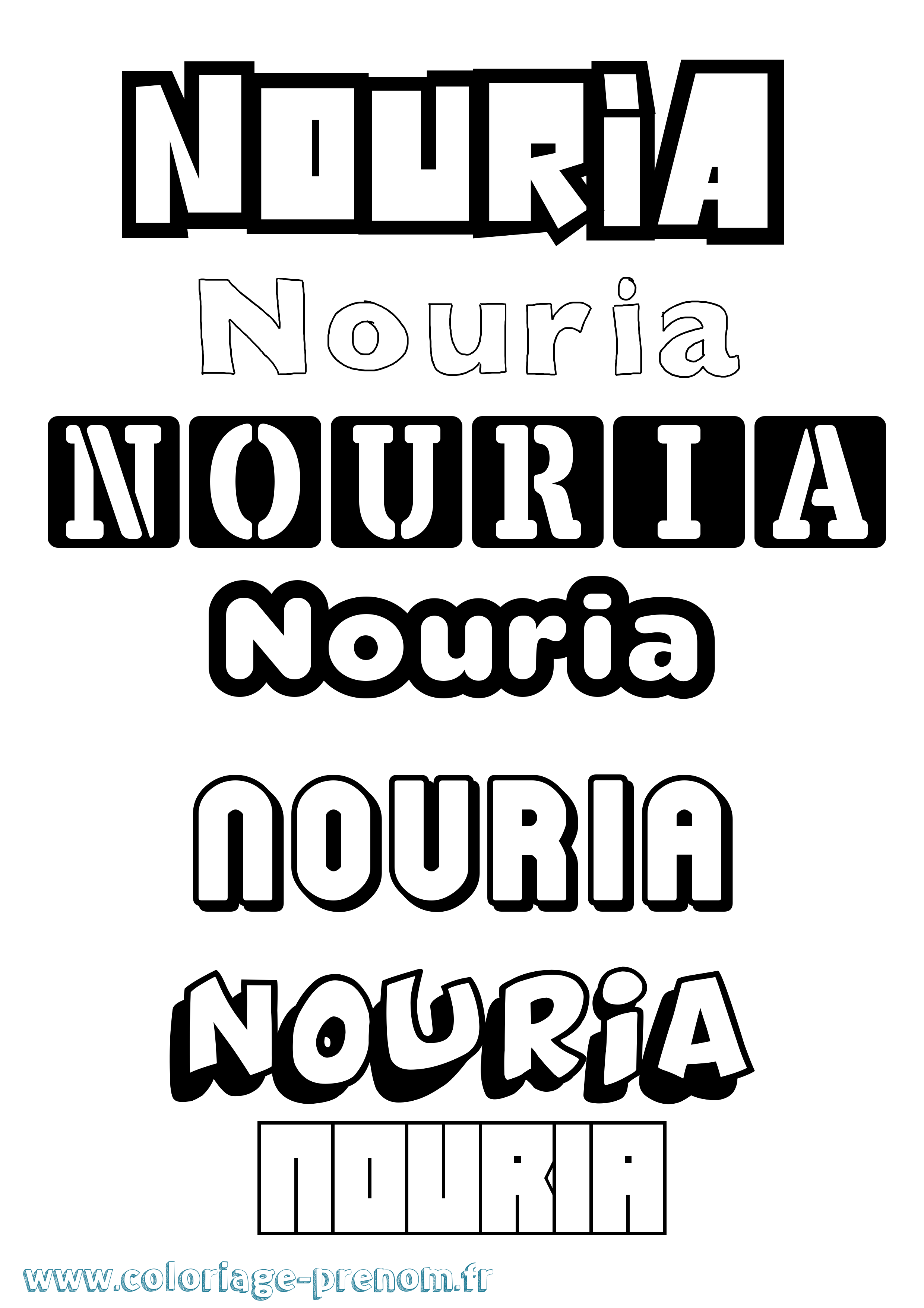 Coloriage Nouria Simple Coloriage prénom Nouria Simple