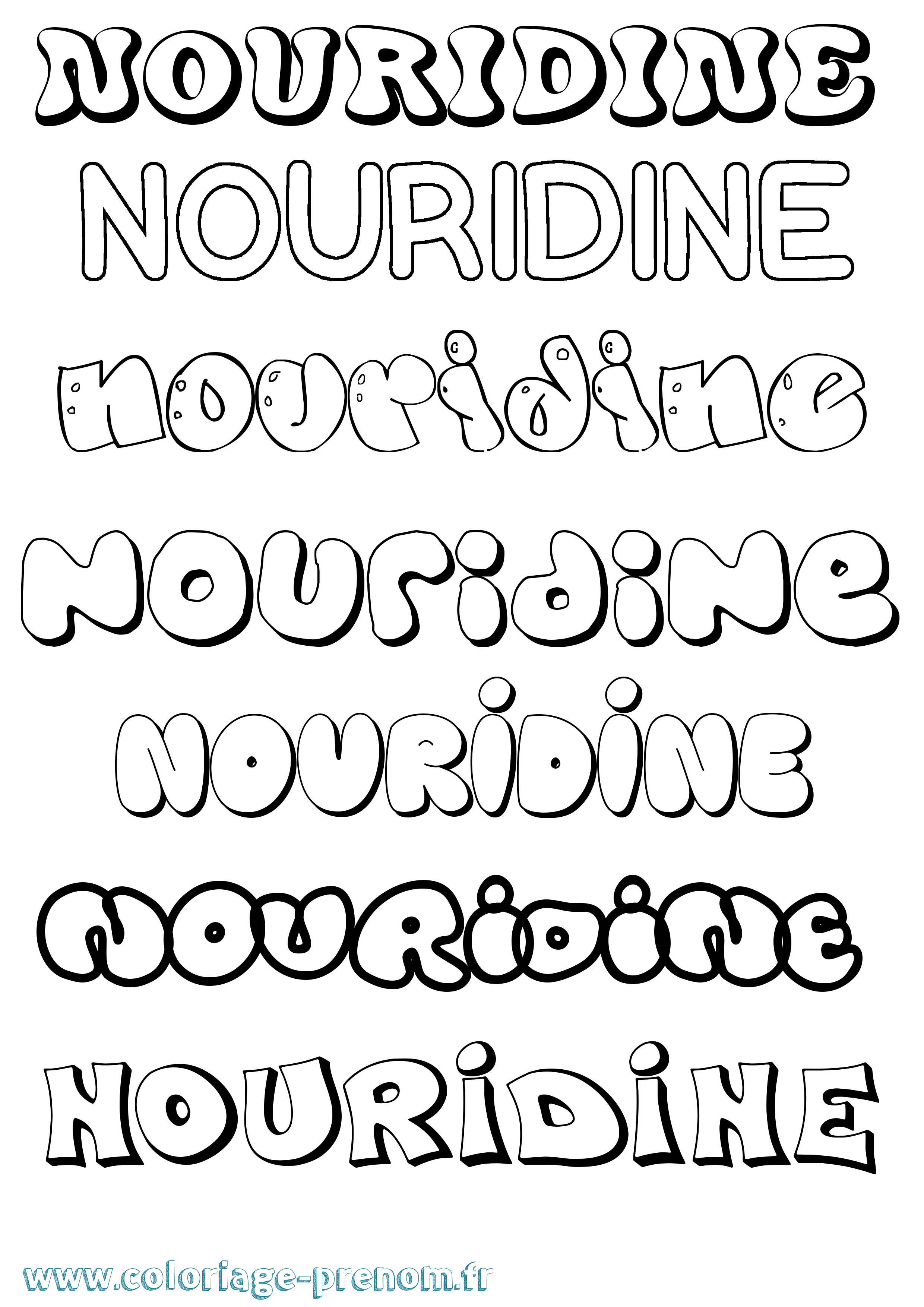 Coloriage Nouridine Bubble Coloriage prénom Nouridine Bubble