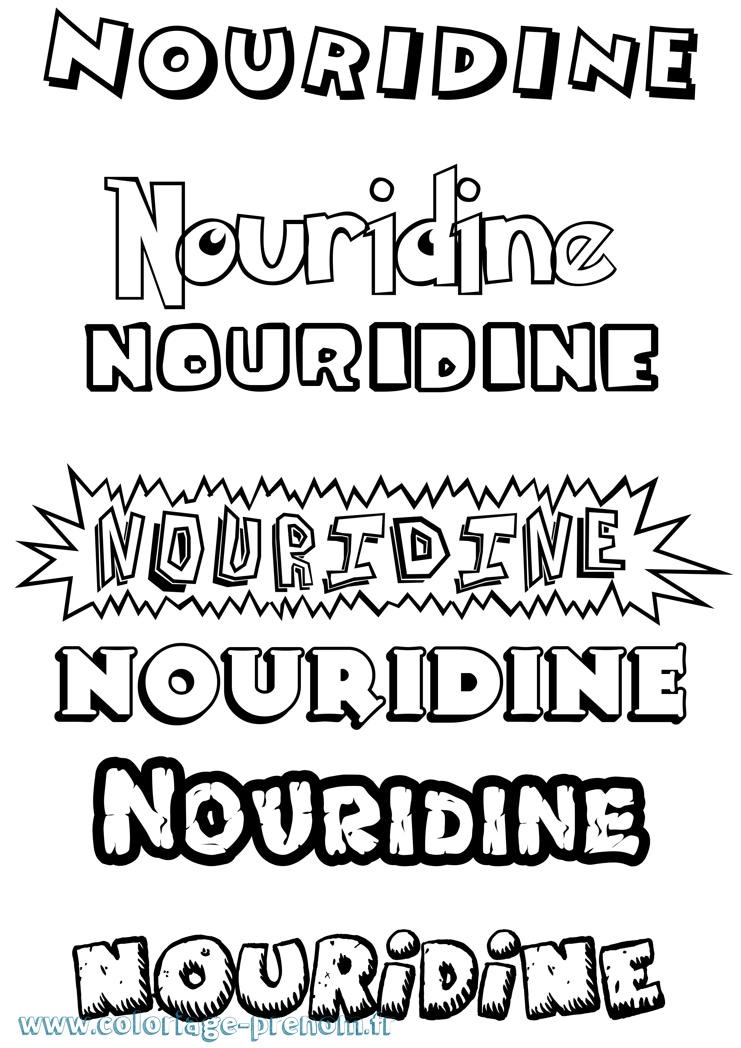 Coloriage Nouridine Dessin Animé Coloriage prénom Nouridine Dessin Animé